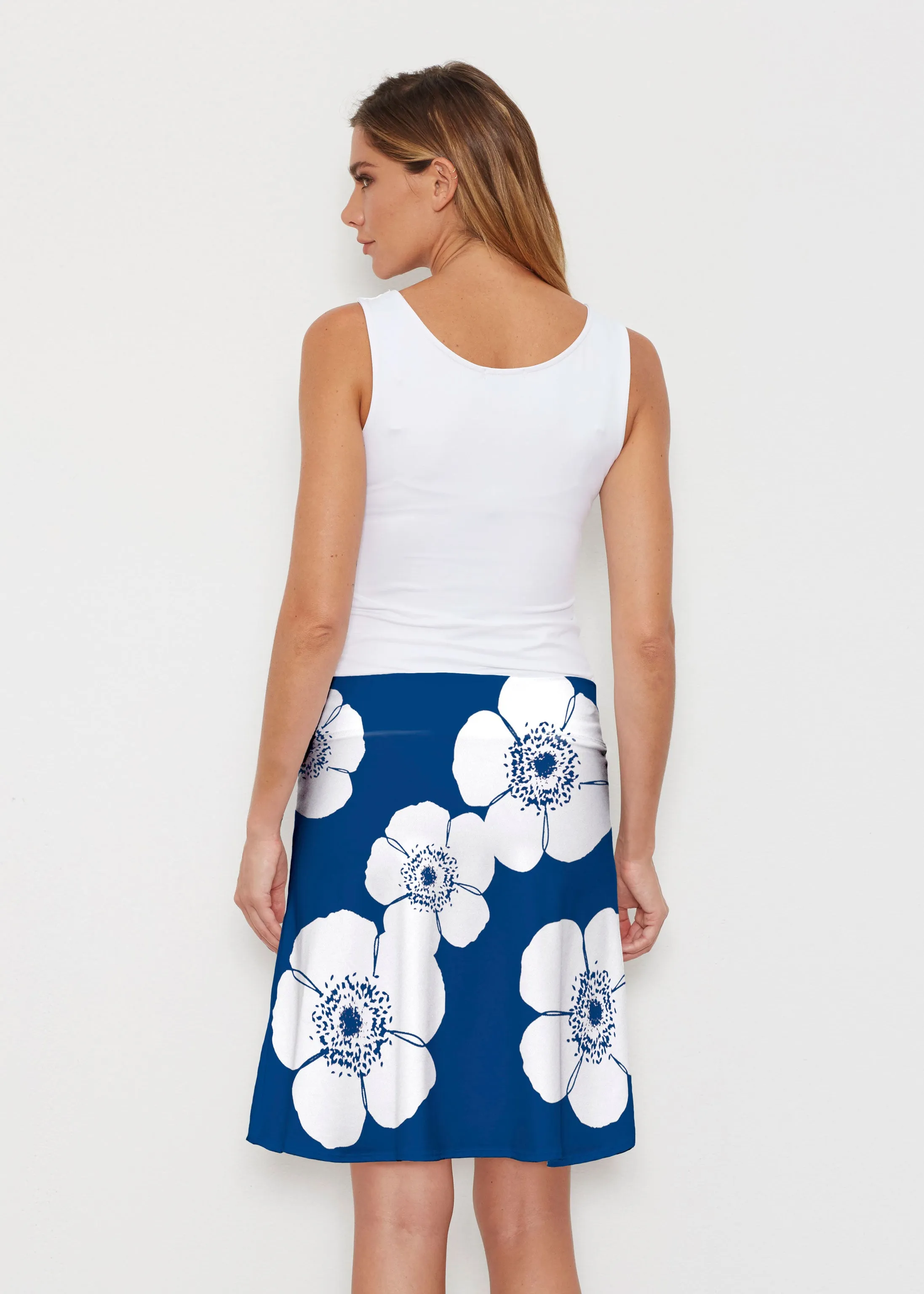 Poppy Navy (7013) ~ Silky Brenda Skirt 21 inch