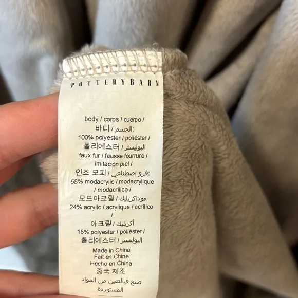 Pottery Barn Faux Fur Ombré Robe Grey Hooded Warm Loungewear Sleepwear Luxury