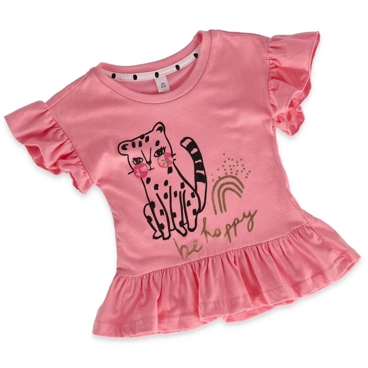 Pre-Girls 2 Pack Peplum Kitty Tee - Pink