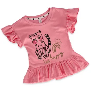 Pre-Girls 2 Pack Peplum Kitty Tee - Pink