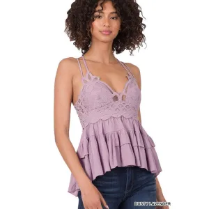 Pretty in Peplum Cami in Dusty Lavender
