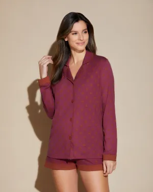 Printed Long Sleeve Top & Boxer Pajama Set