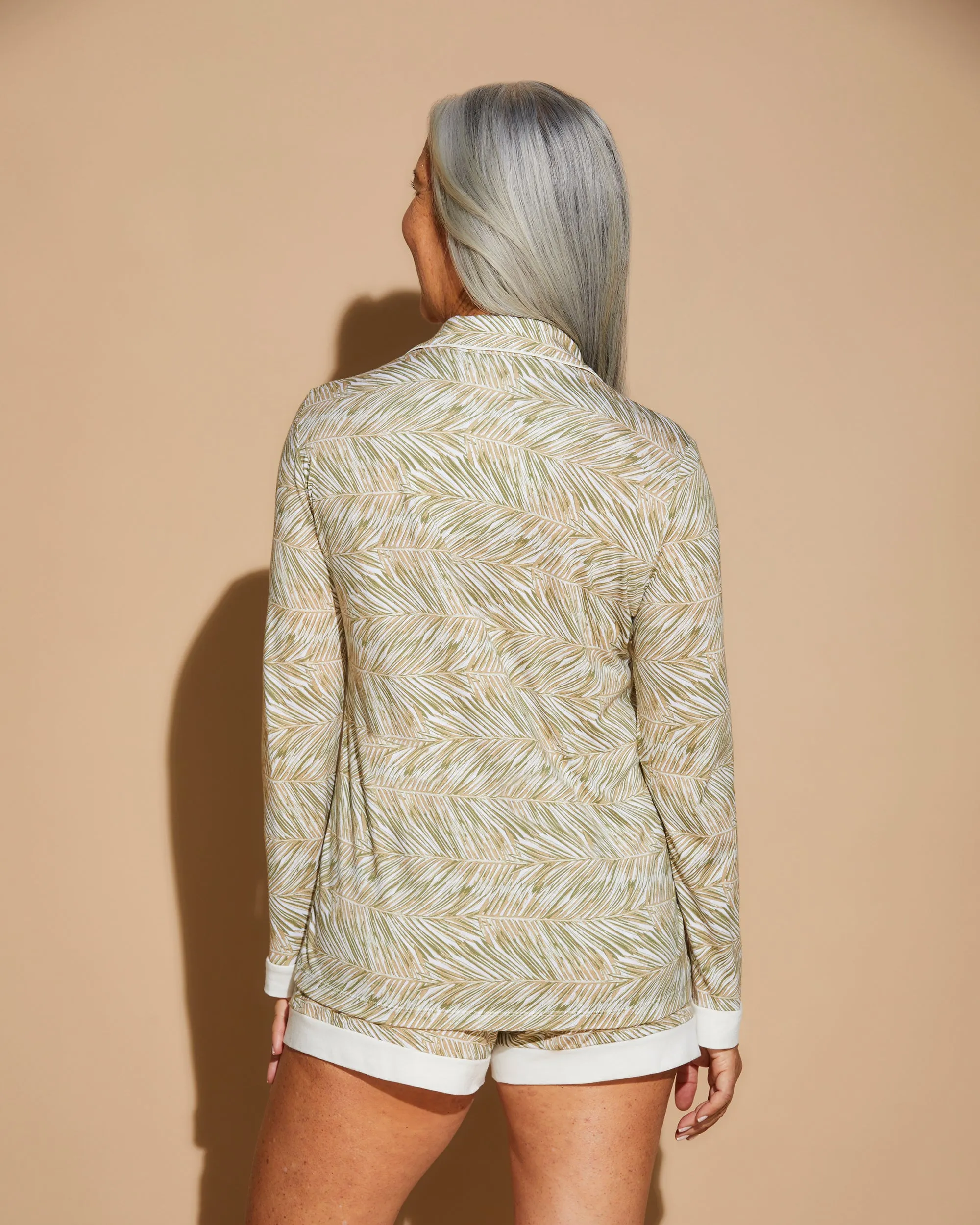 Printed Long Sleeve Top & Boxer Pajama Set