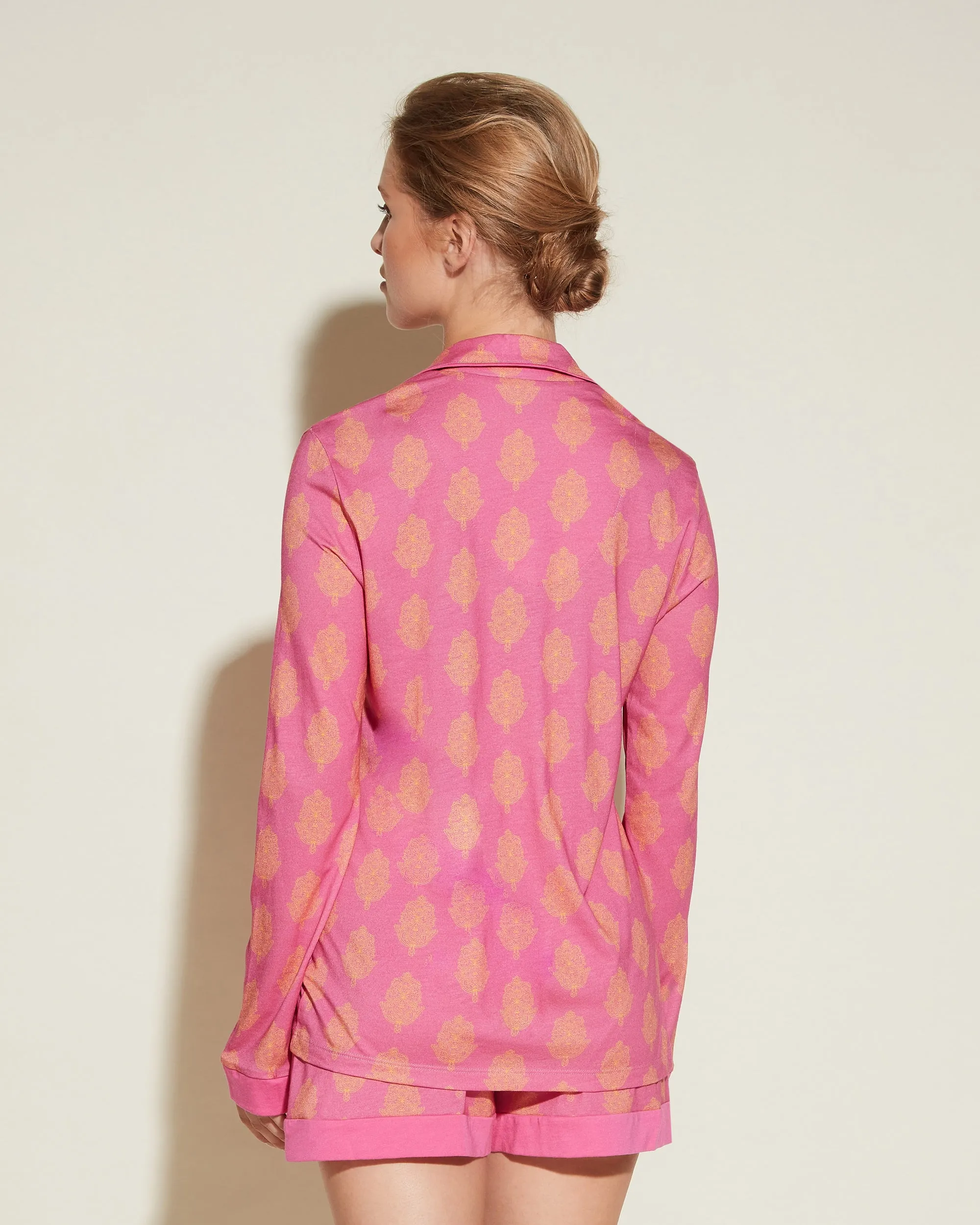 Printed Long Sleeve Top & Boxer Pajama Set
