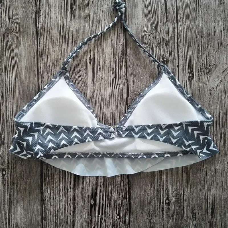 Printed Ruffle Bikini Set with Side Tie Bottoms