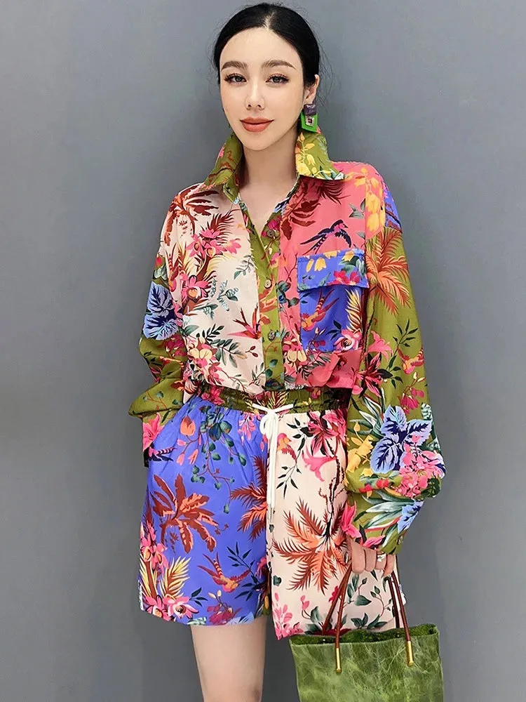 Printed Short Sleeved Shirt And Shorts