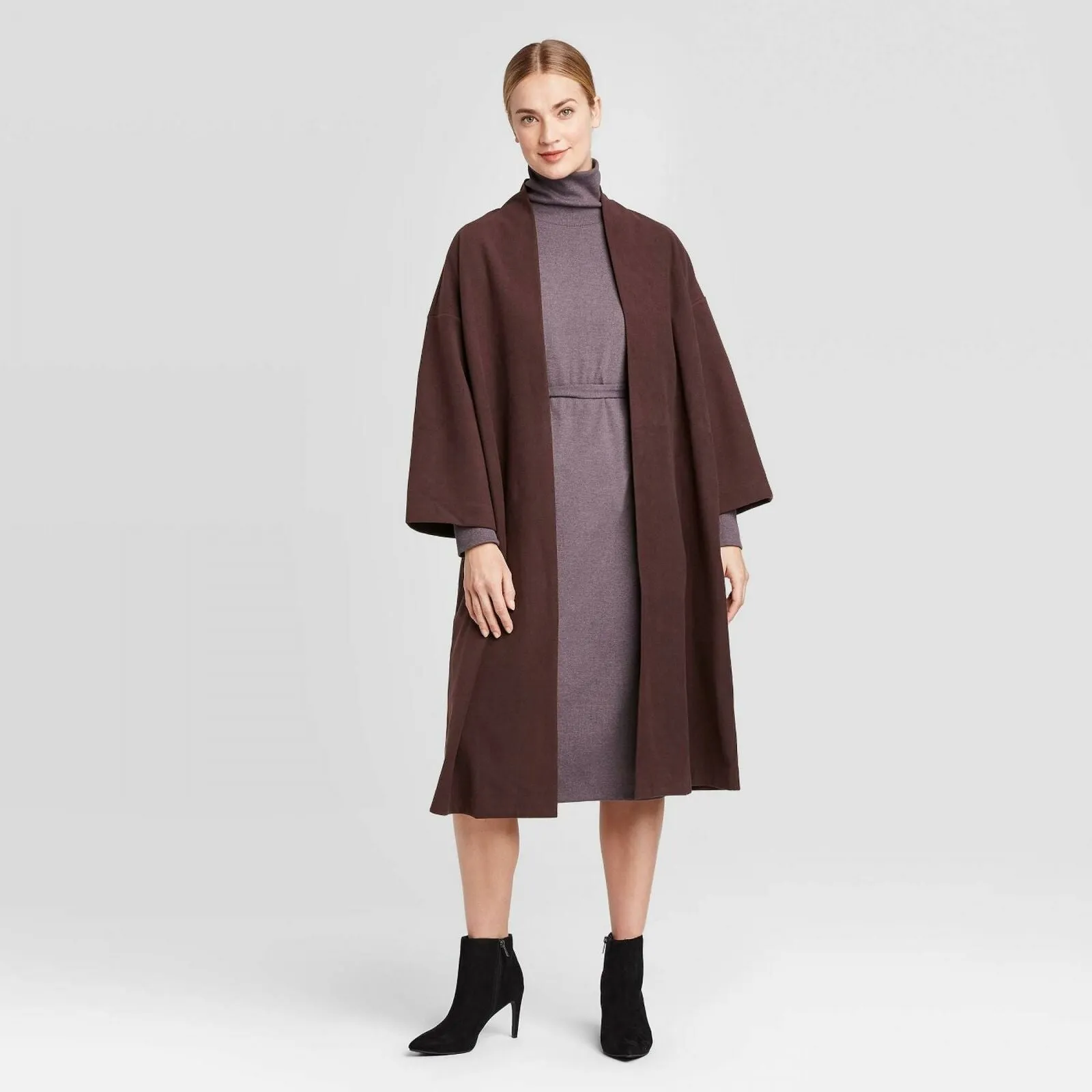 Prologue Women's Long Sleeve Wrap Coat Burgundy Medium