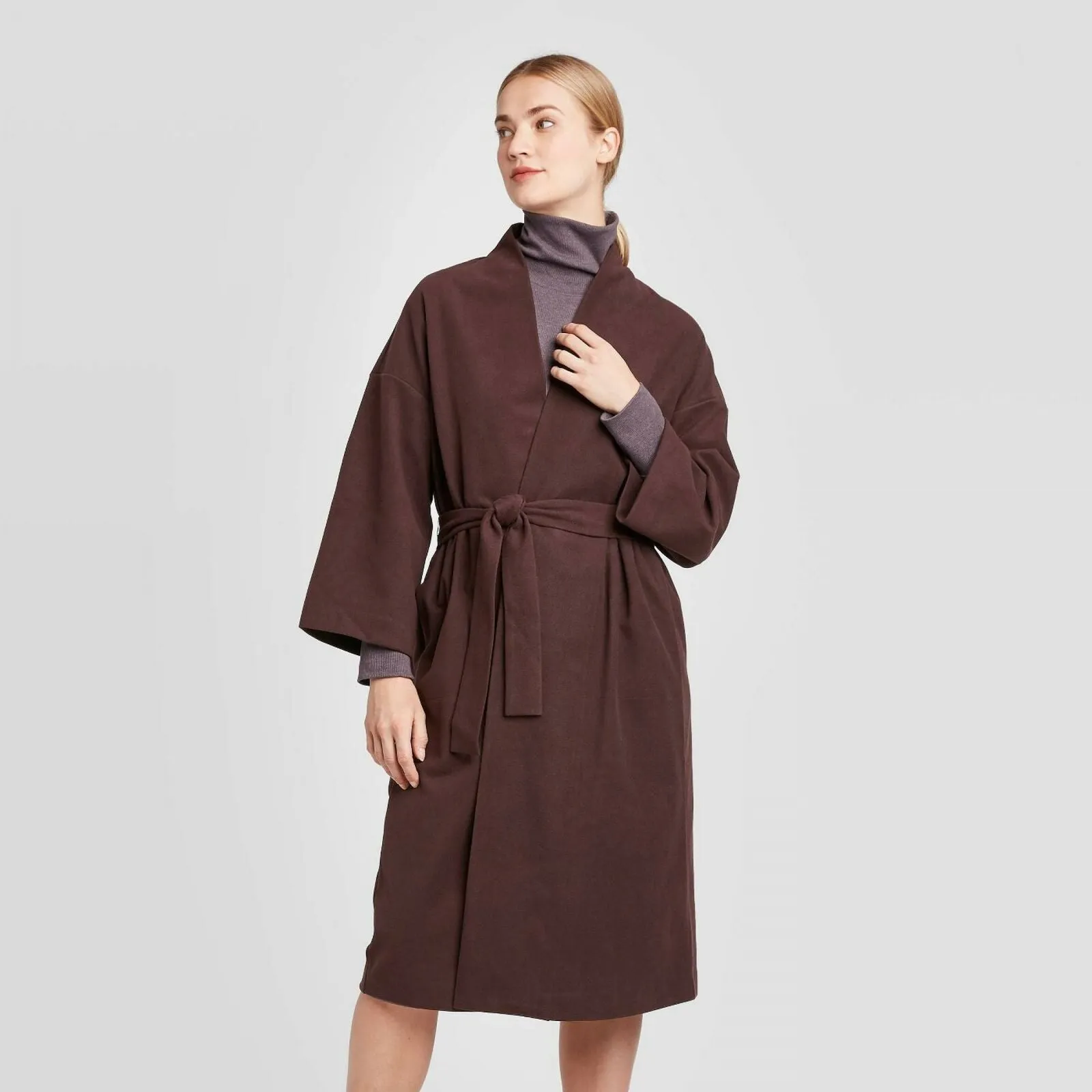 Prologue Women's Long Sleeve Wrap Coat Burgundy Medium
