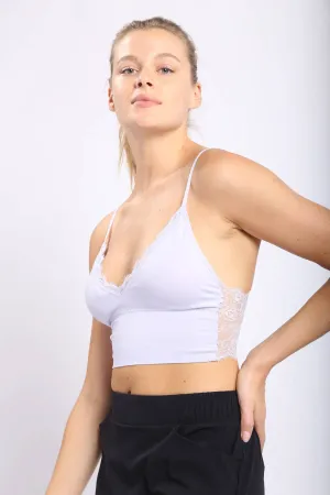 Purple heather lace back sports bra with adjustable straps