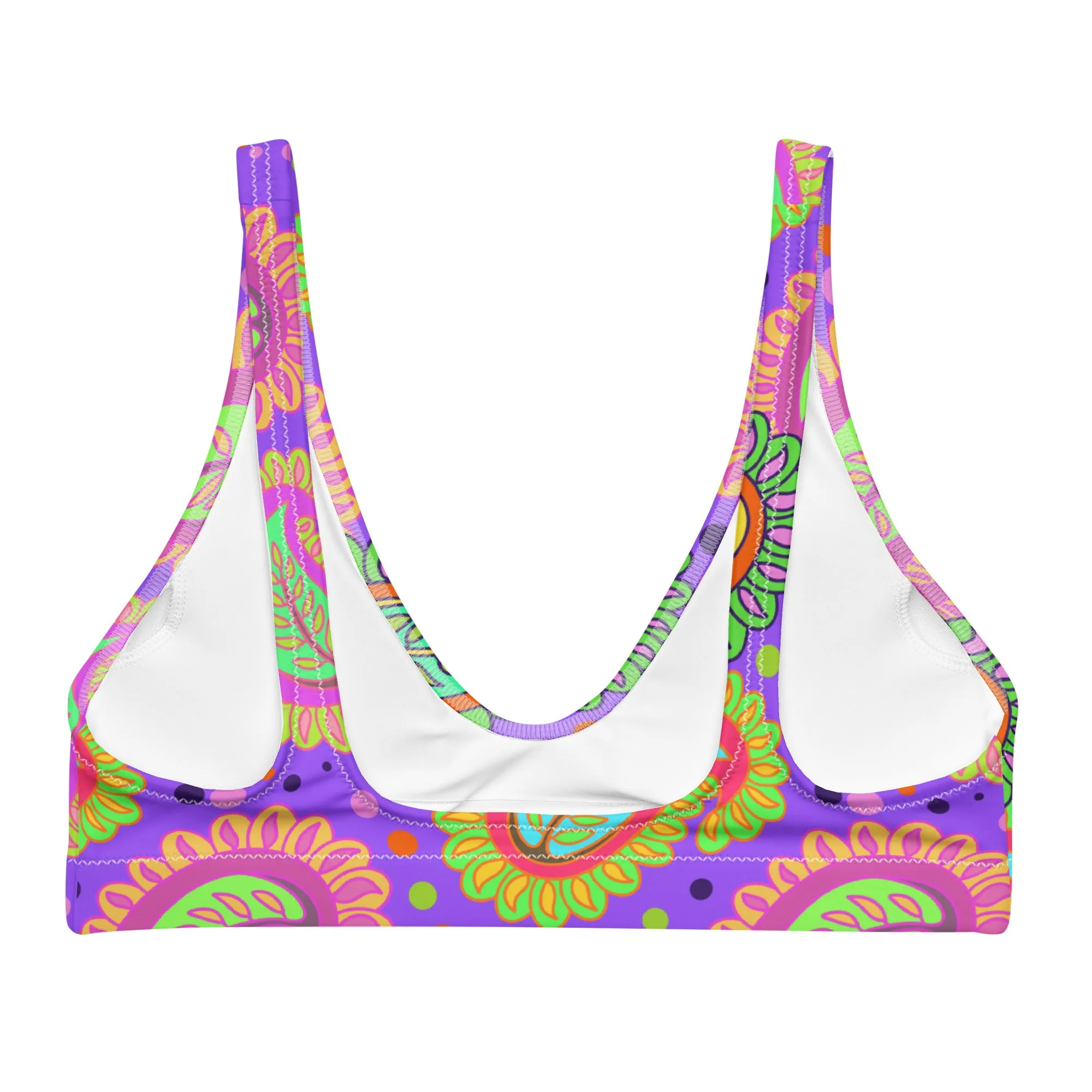 Purple Paisley Recycled Padded Bikini Top