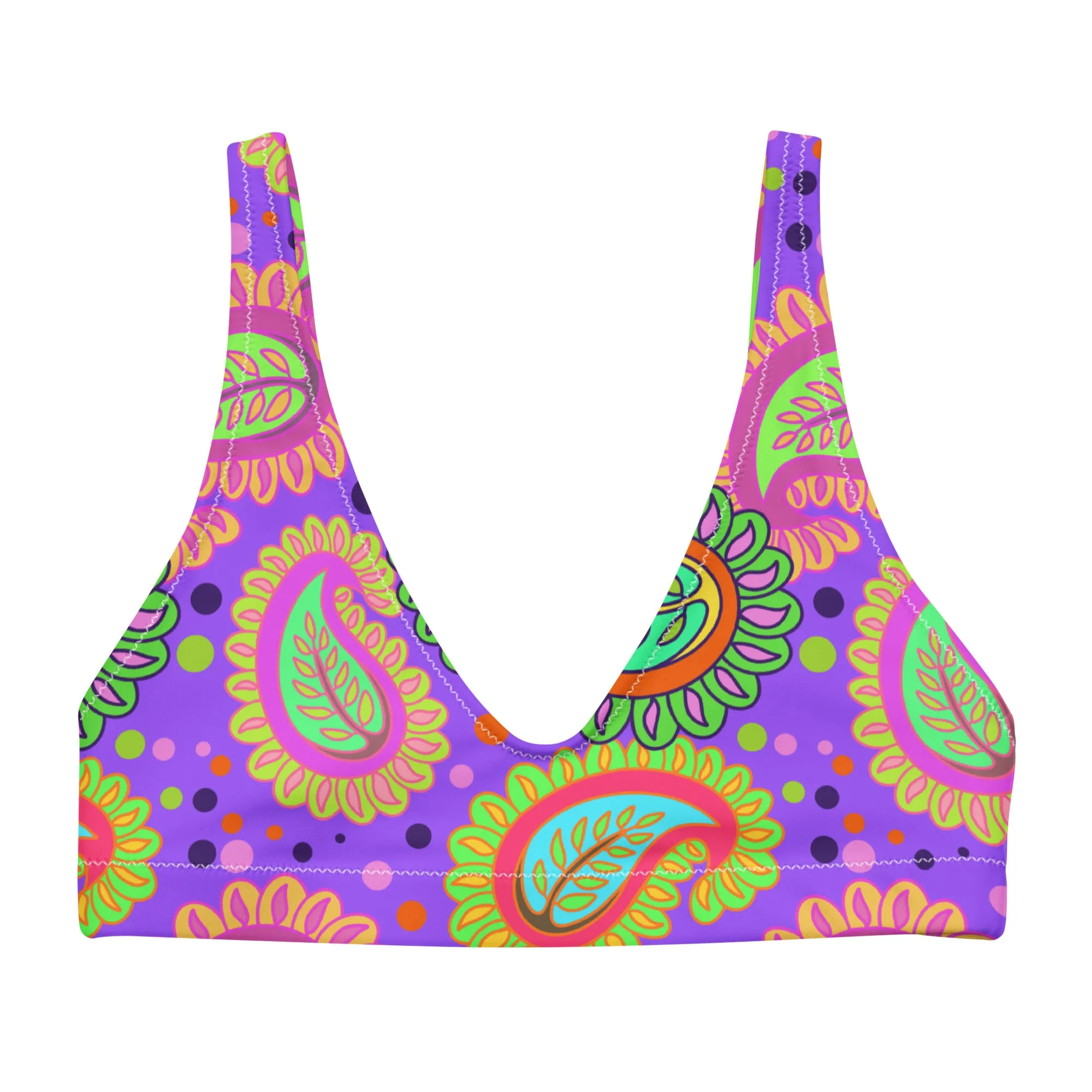 Purple Paisley Recycled Padded Bikini Top