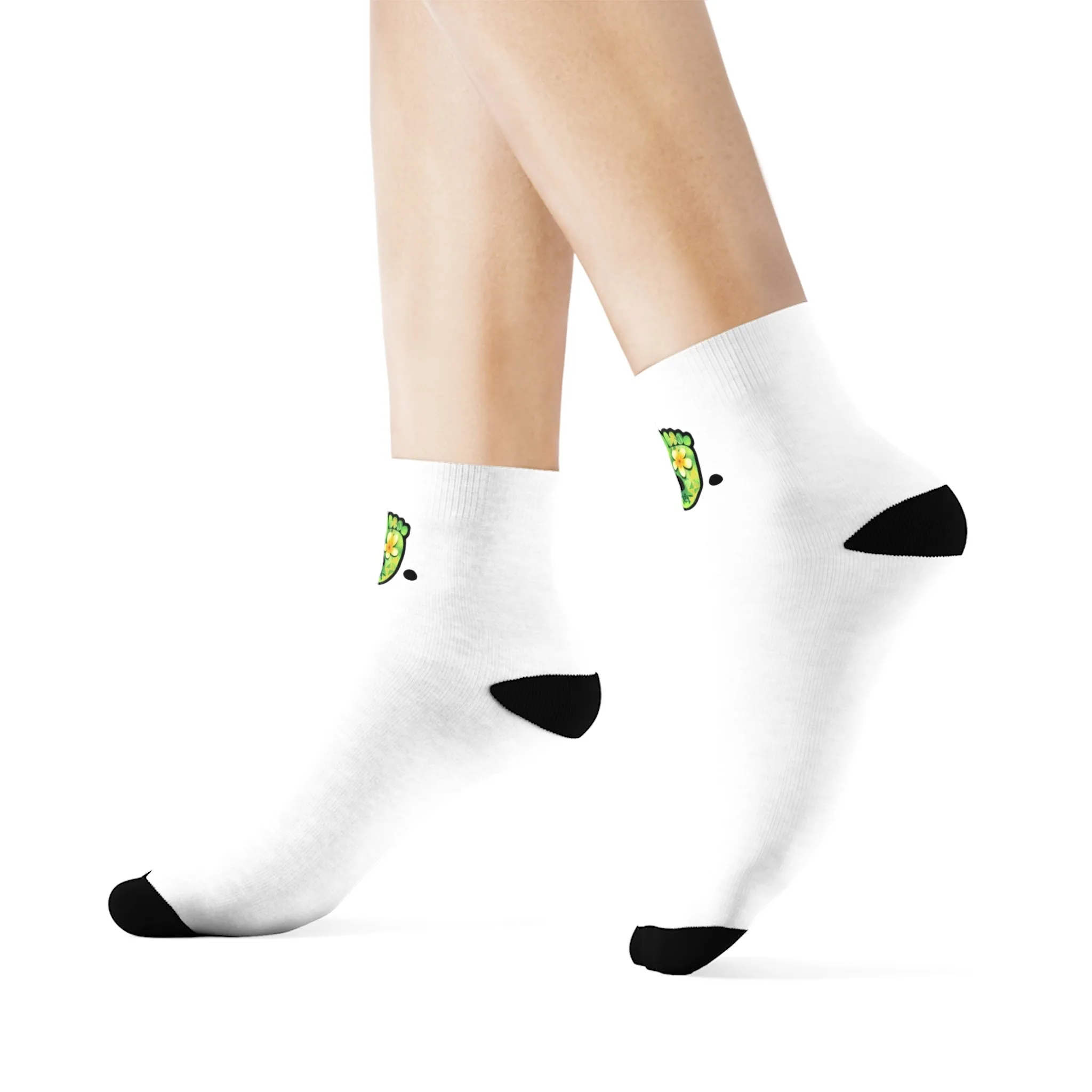 Quirky Turtle Crew Socks with Floral Design - Fun & Comfortable Footwear