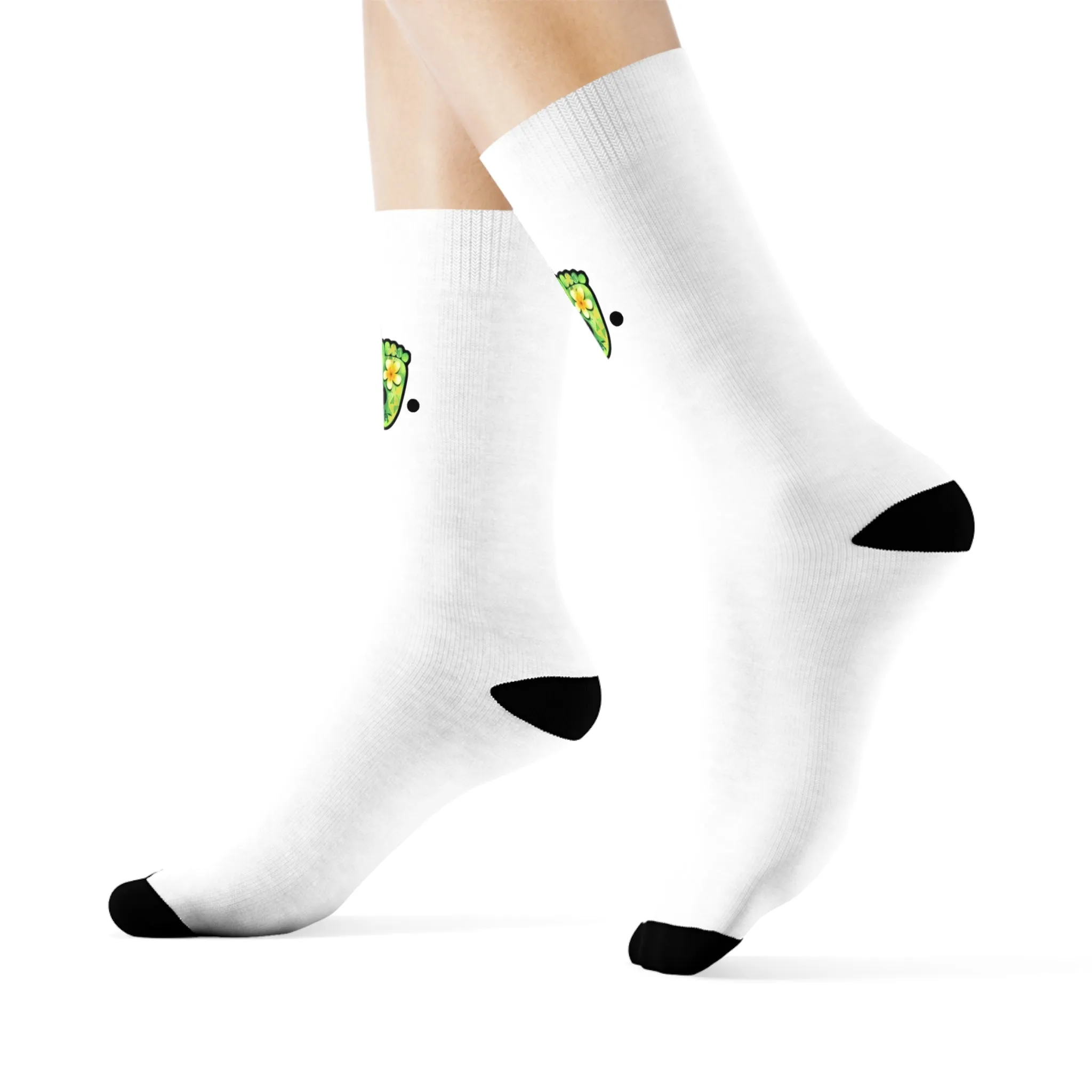 Quirky Turtle Crew Socks with Floral Design - Fun & Comfortable Footwear
