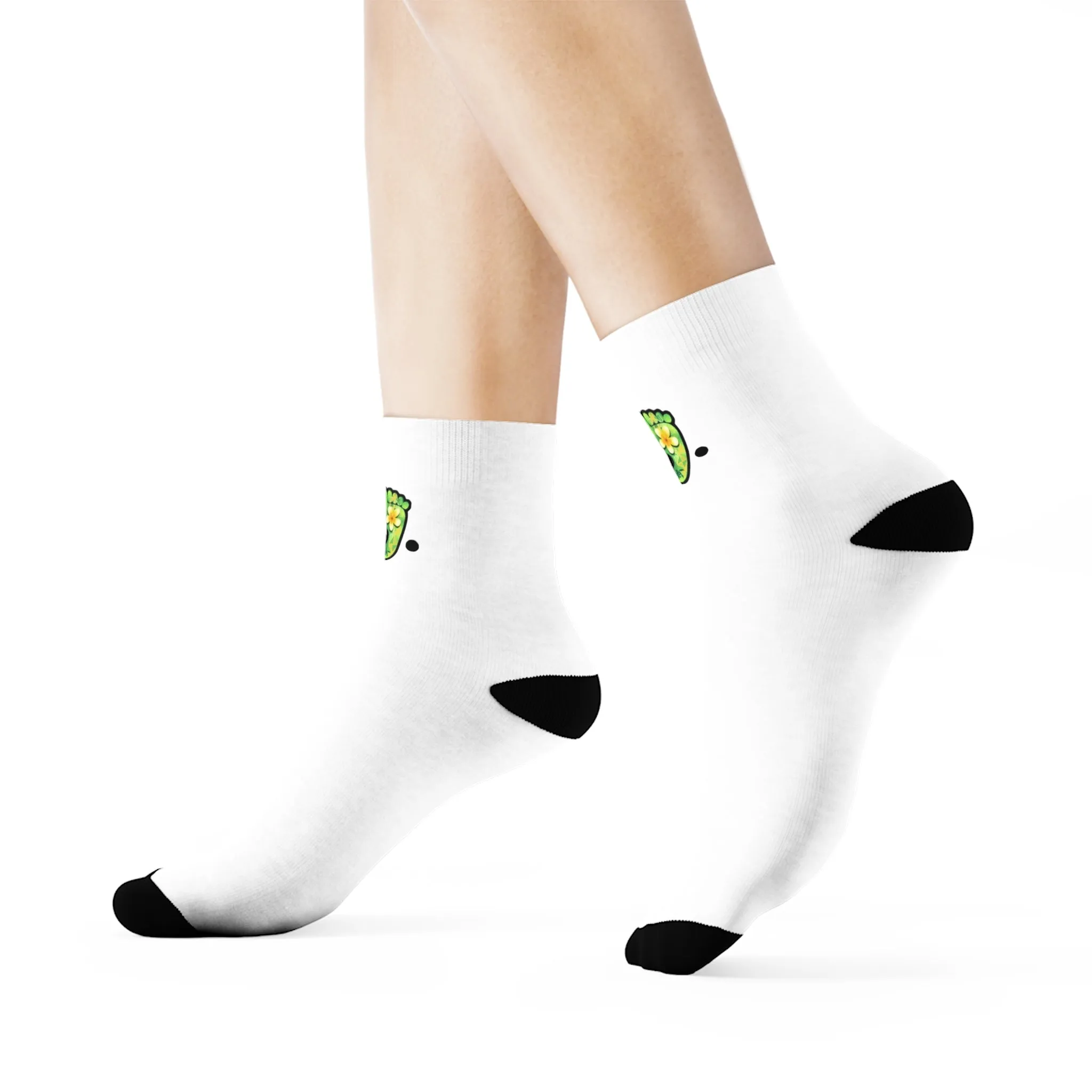 Quirky Turtle Crew Socks with Floral Design - Fun & Comfortable Footwear