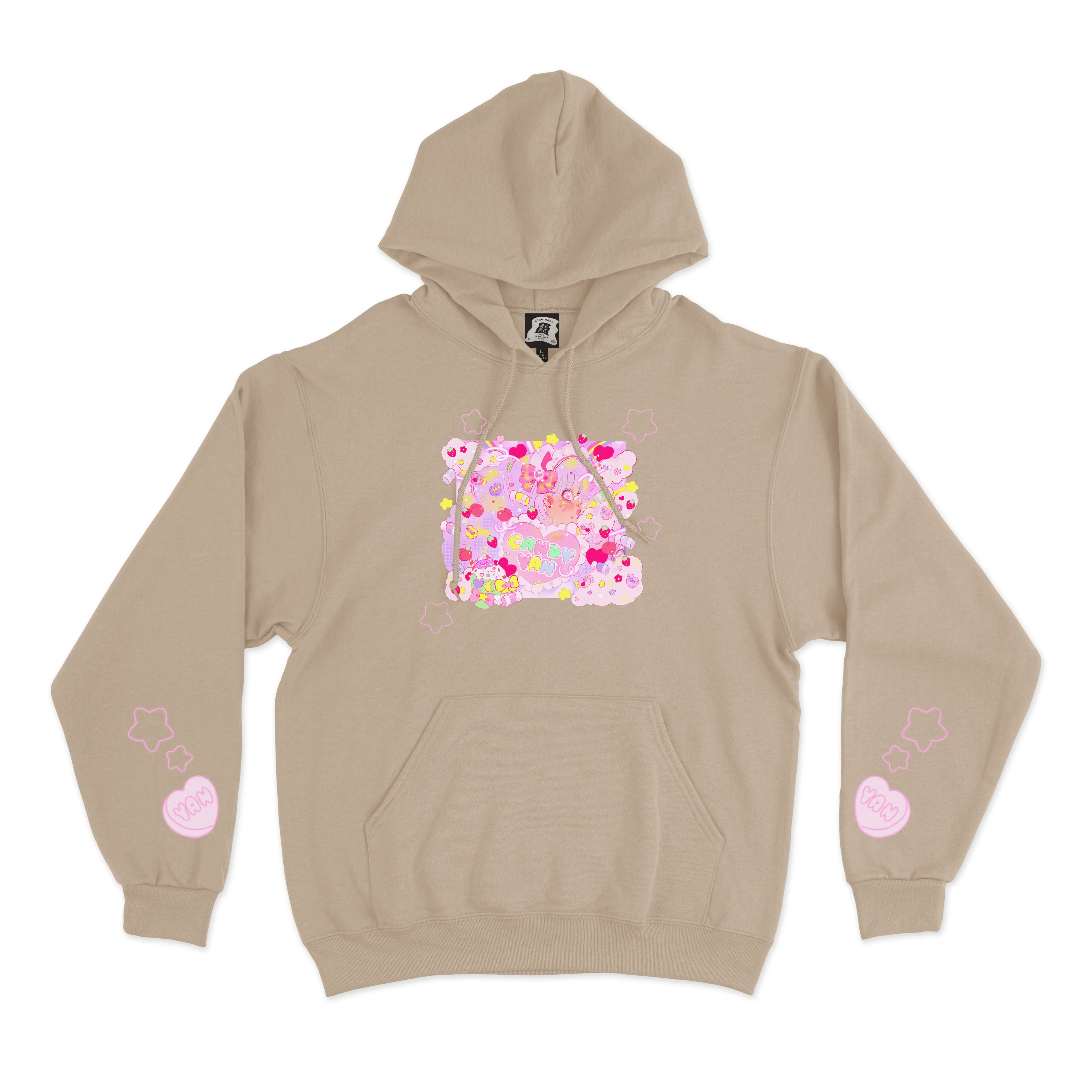 "Candy Yan" Fleece Hoodie Beige