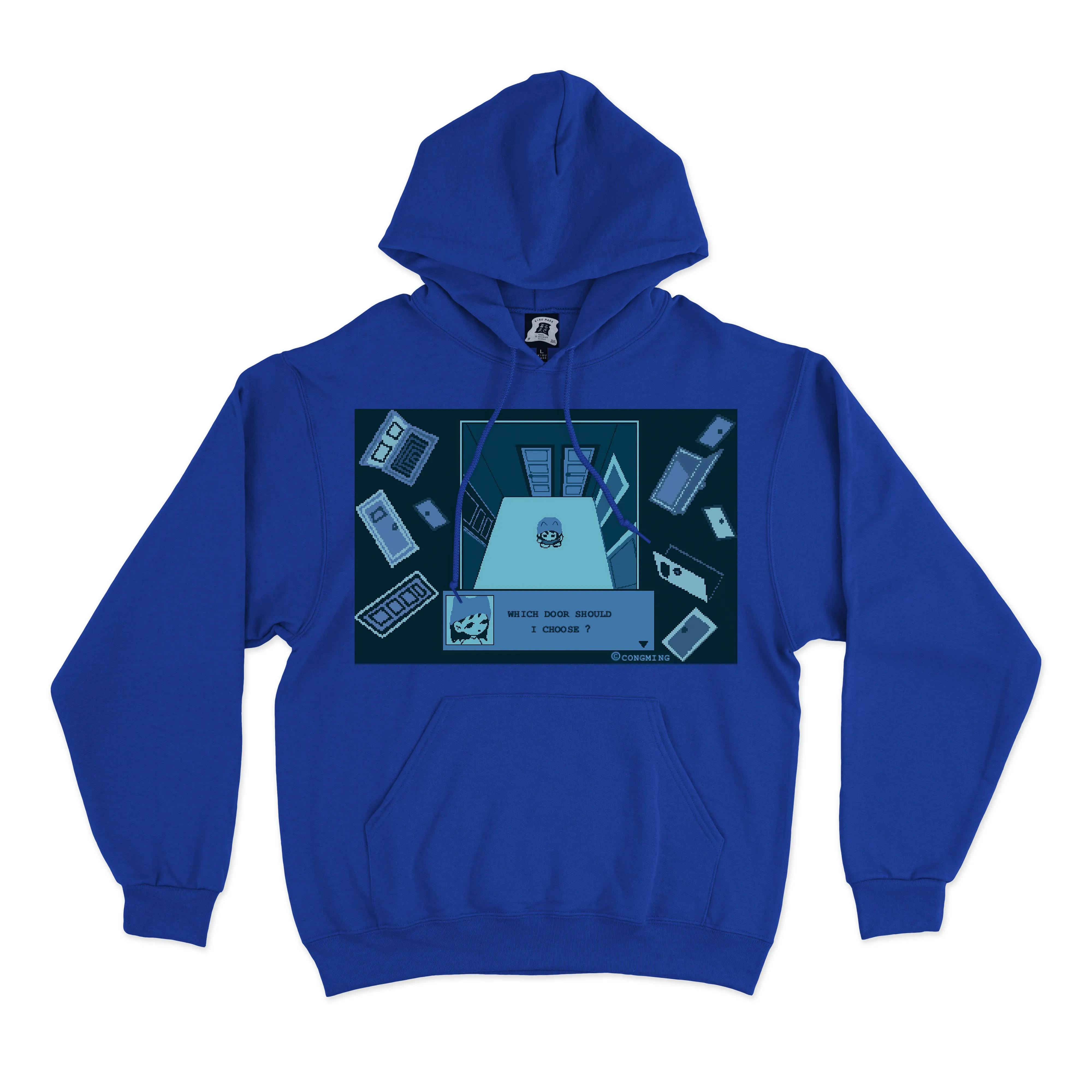 "Door" Fleece Hoodie Cobalt Blue