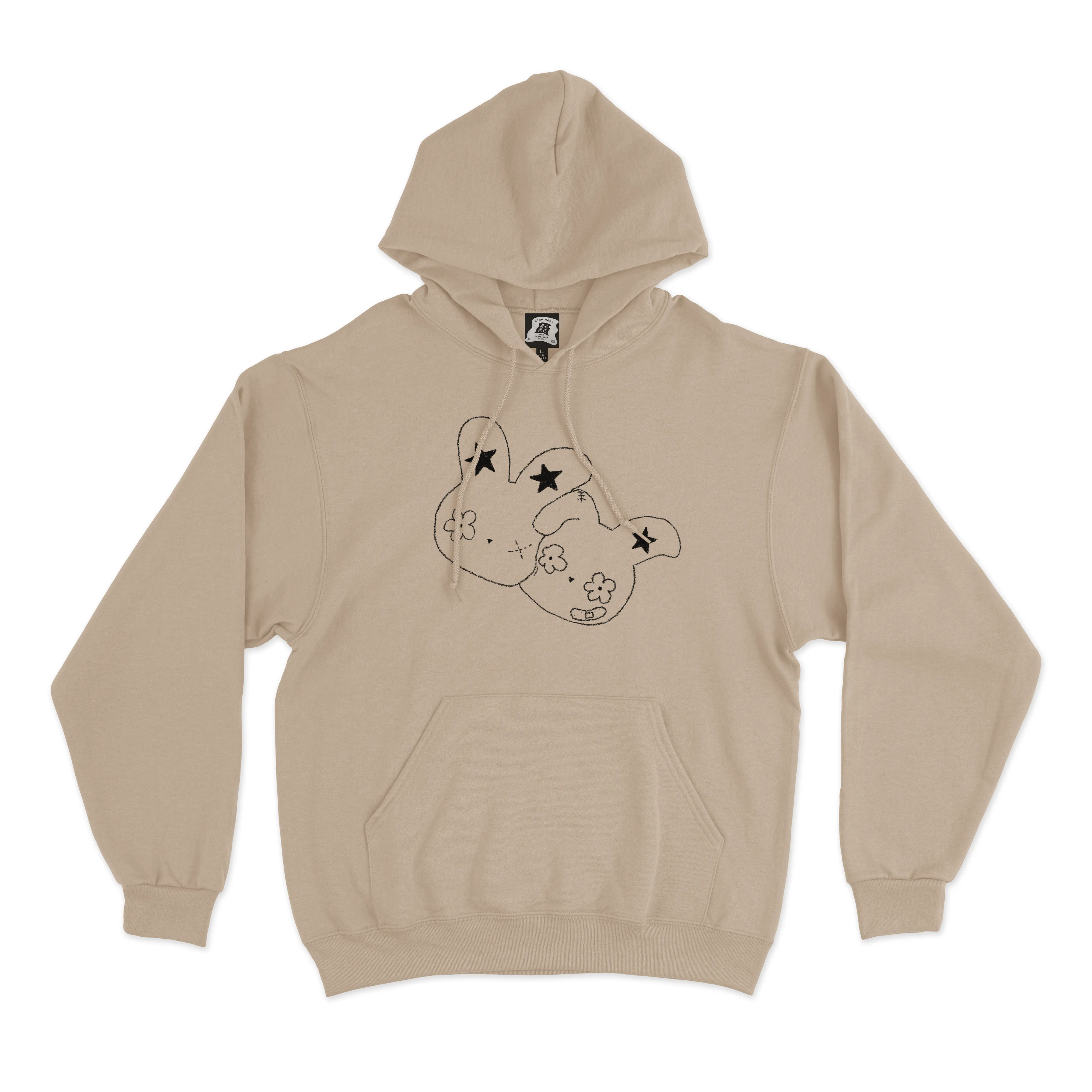 "Double Bunny" Fleece Hoodie Beige