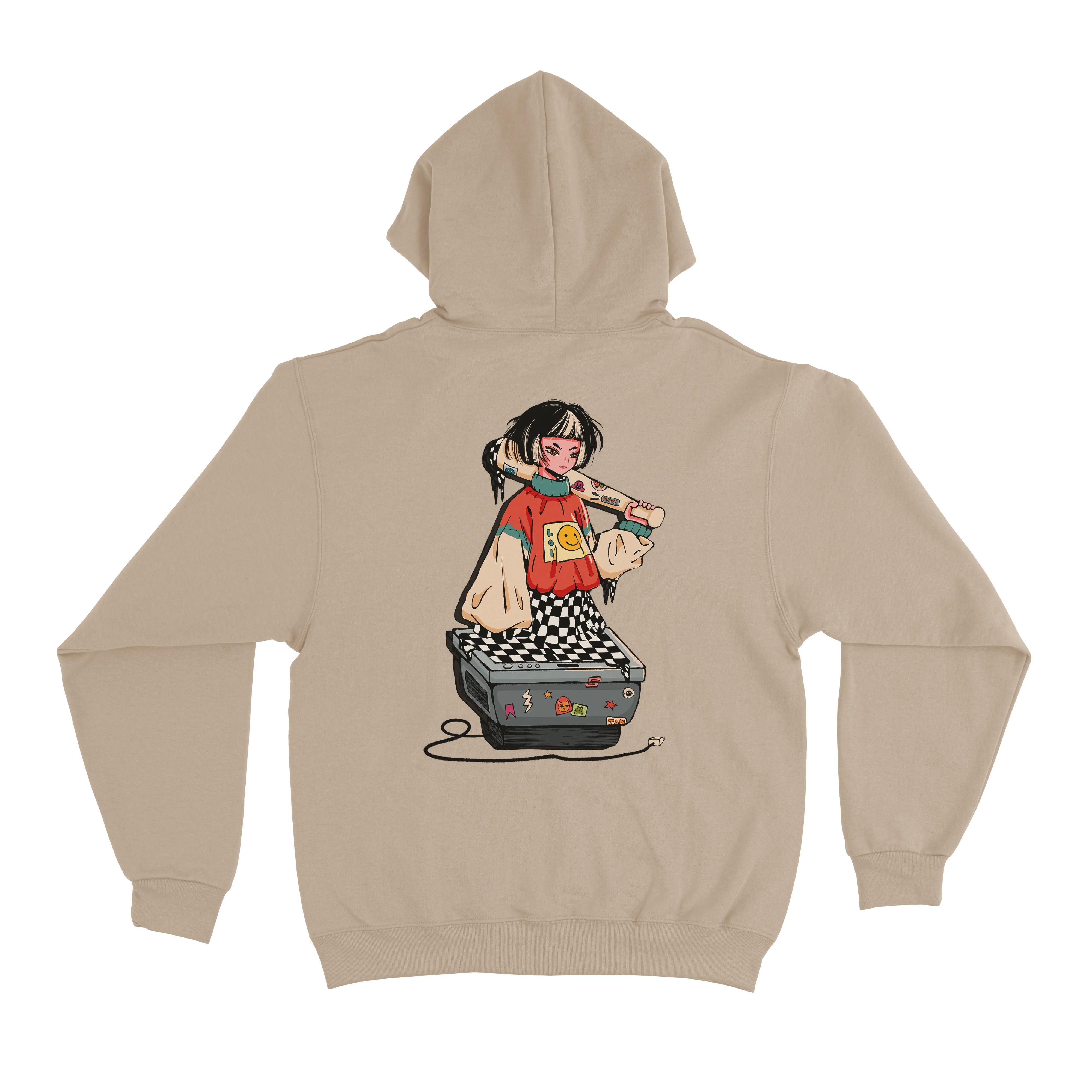 "Girl On TV" Fleece Hoodie Beige