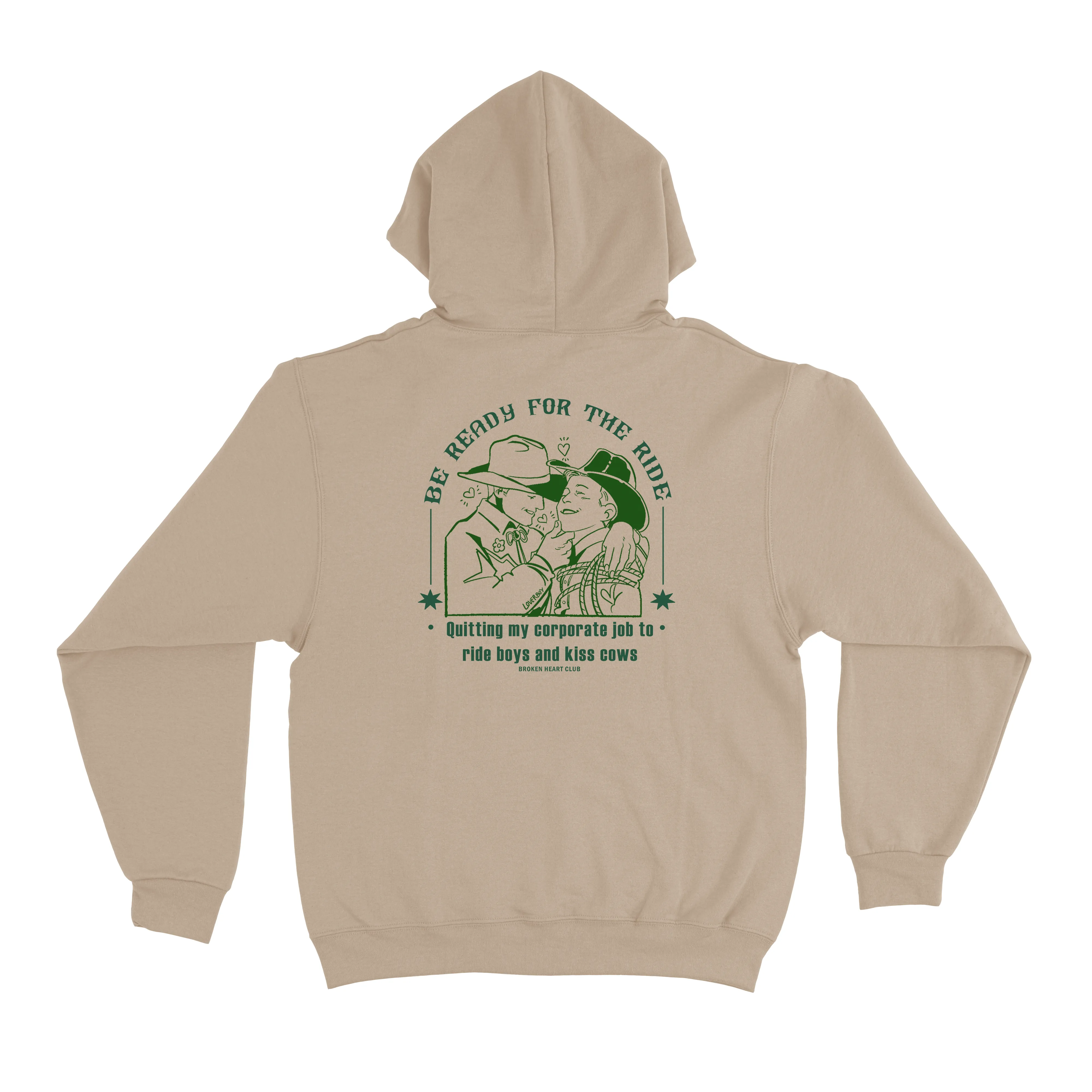 "Lasso Green" Fleece Hoodie Beige