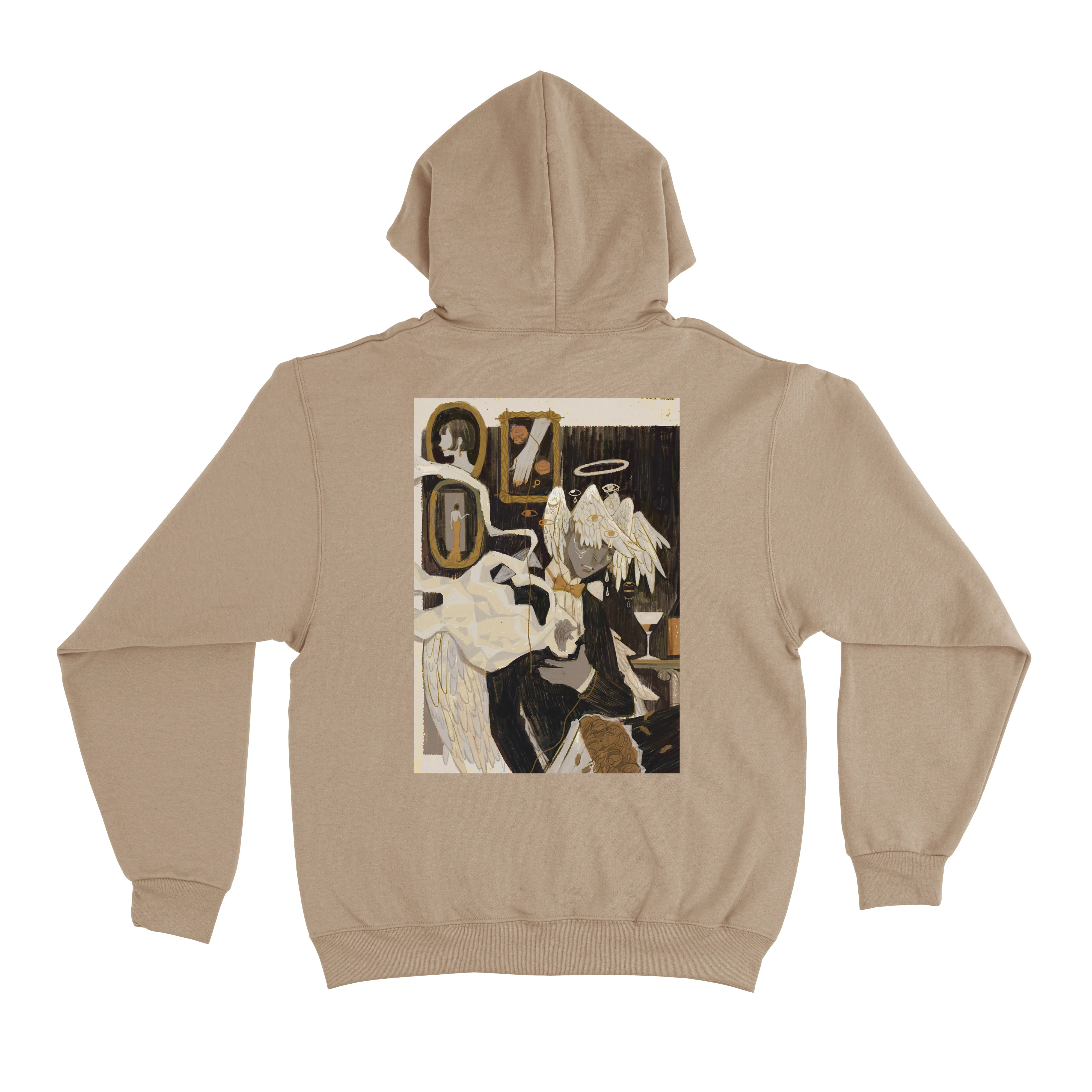 "Midnight at the Lounge" Fleece Hoodie Beige