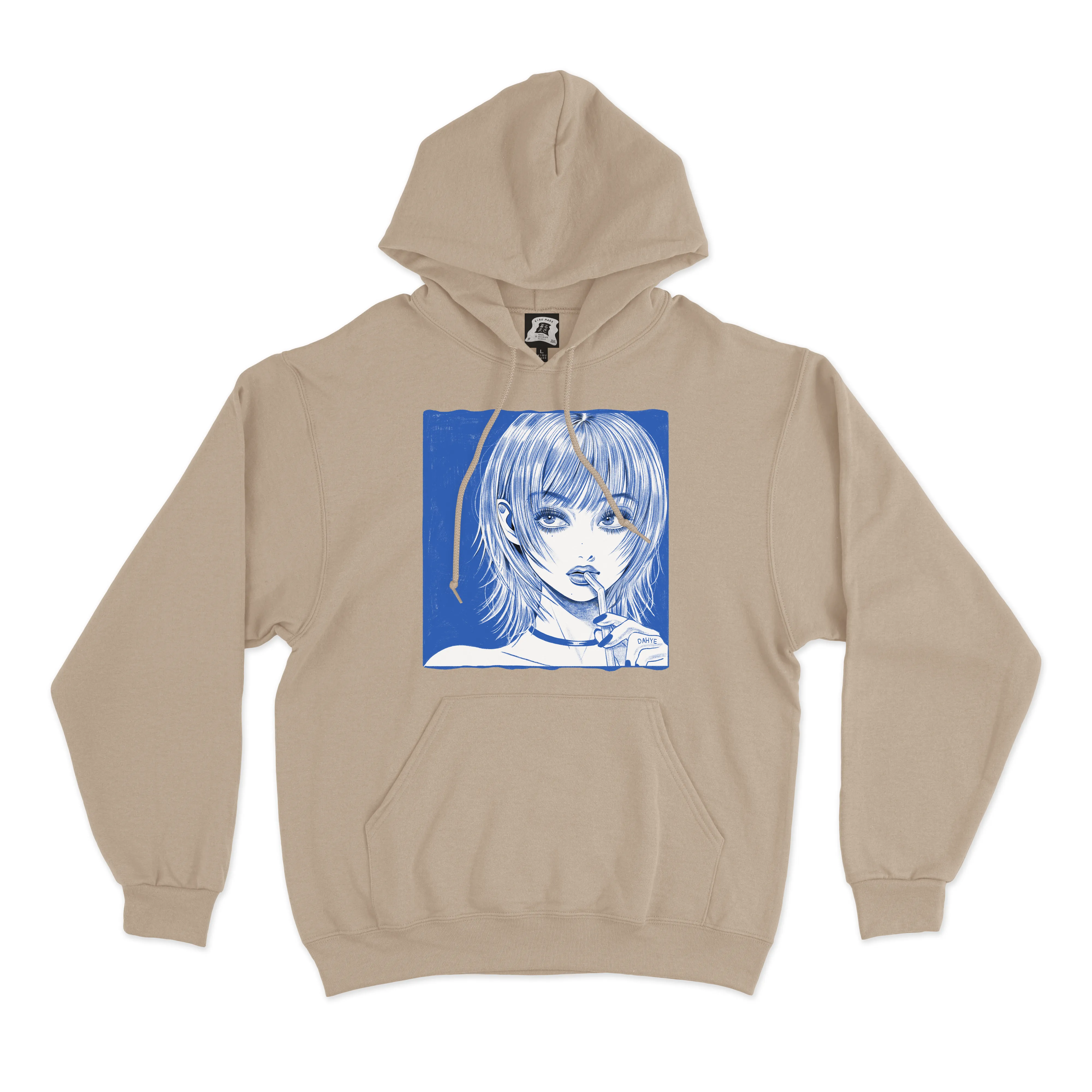 "Straw" Fleece Hoodie Beige/White