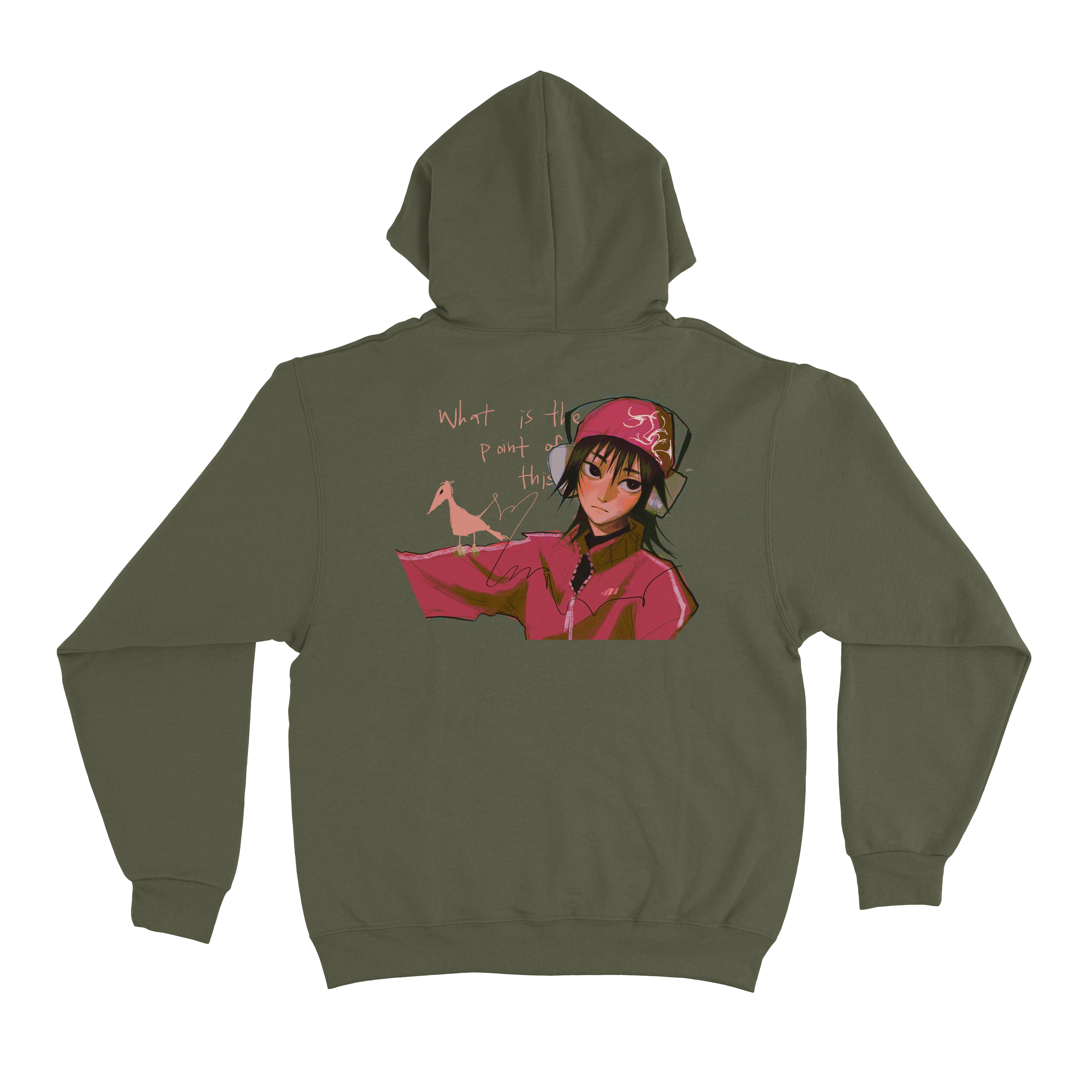 "What Is The Point Of This" Fleece Hoodie Khaki