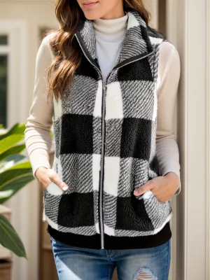 Rebecca Pocketed Plaid Zip Up Vest