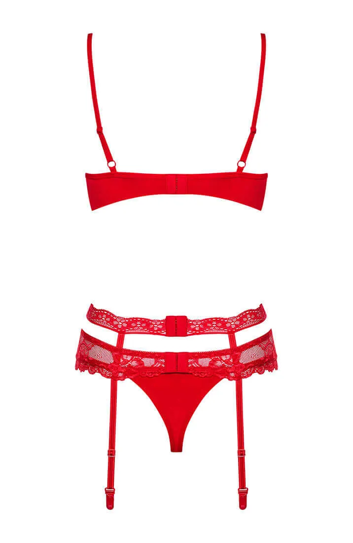 Red 3 pc lingerie set - You're My Crush