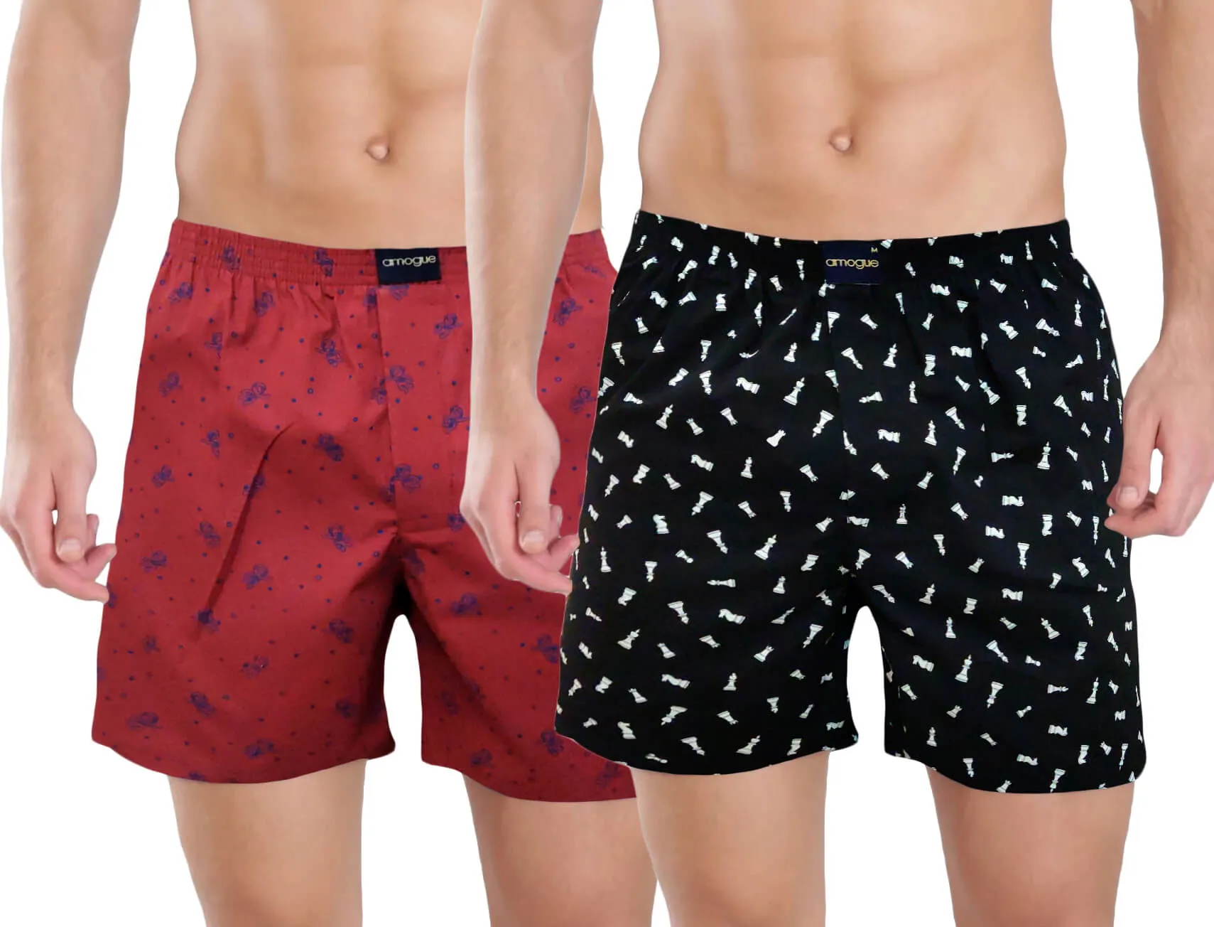 Red & Black Funky Printed Pair Of Men Cotton Boxers