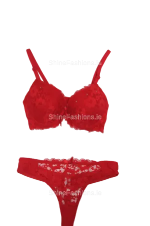 Red Lace Detail Lingerie Set