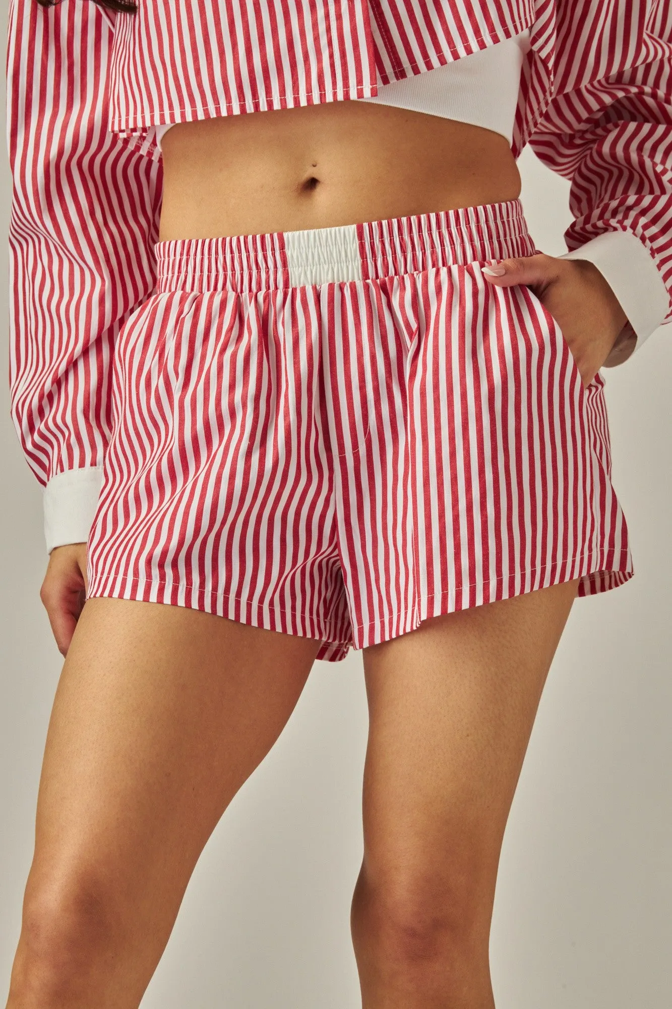 Red Pinstripe Boxer Shorts 3/4/25 9669