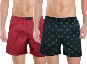 Red Robot Black Cactus Printed Cotton Funky Boxers