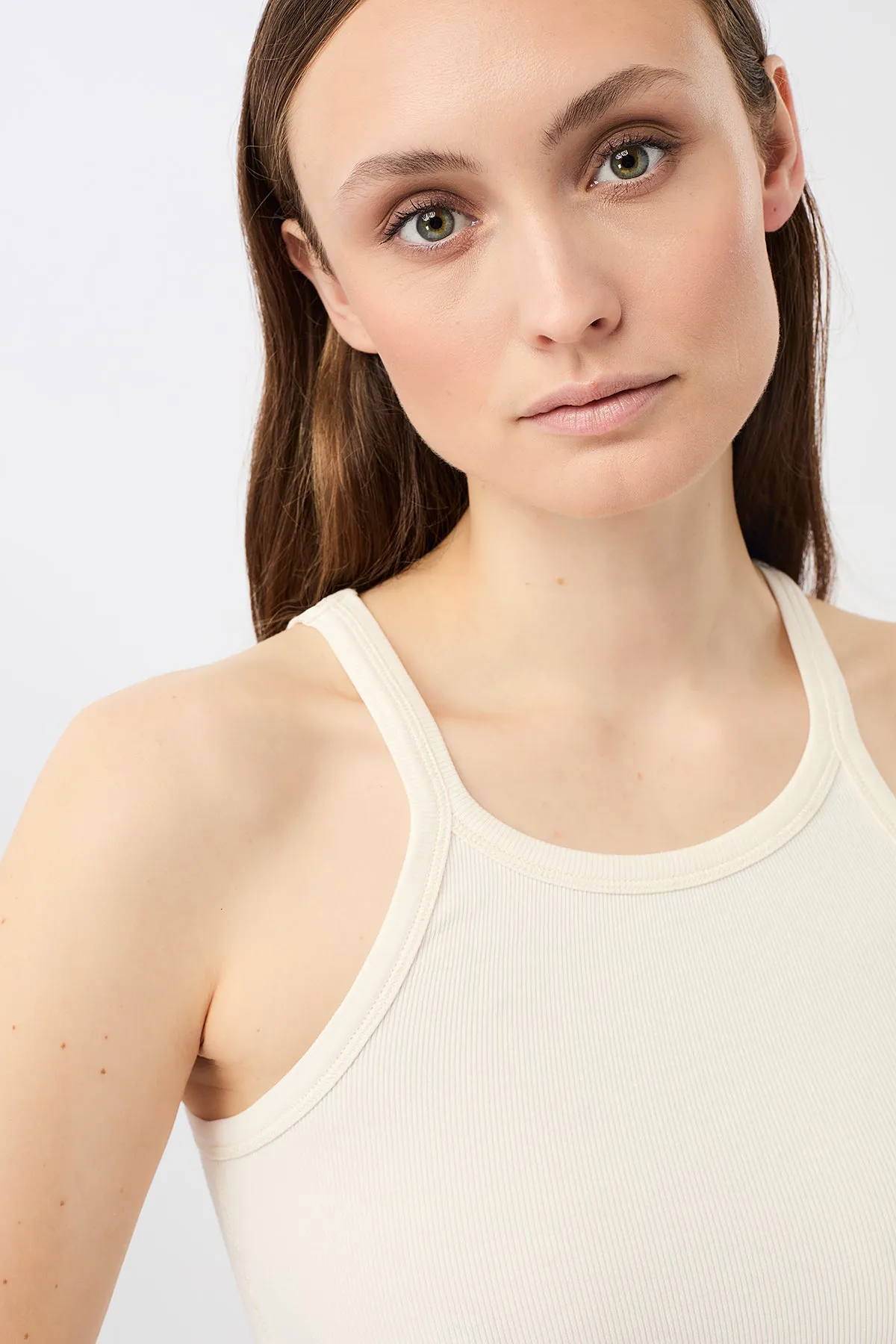 Ribbed Tank Top (White), GOTS