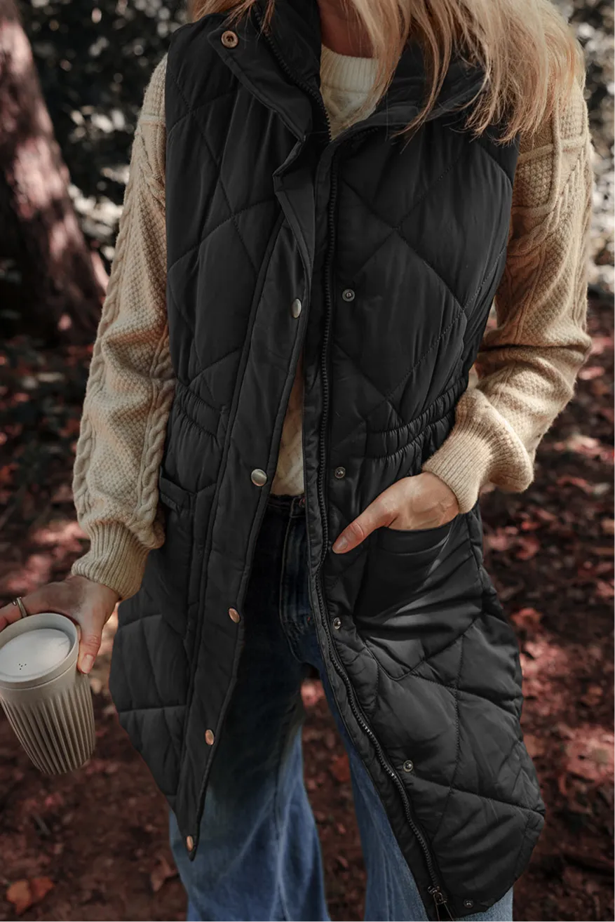 Robyn Pocketed Zipper and Button Vest Coat