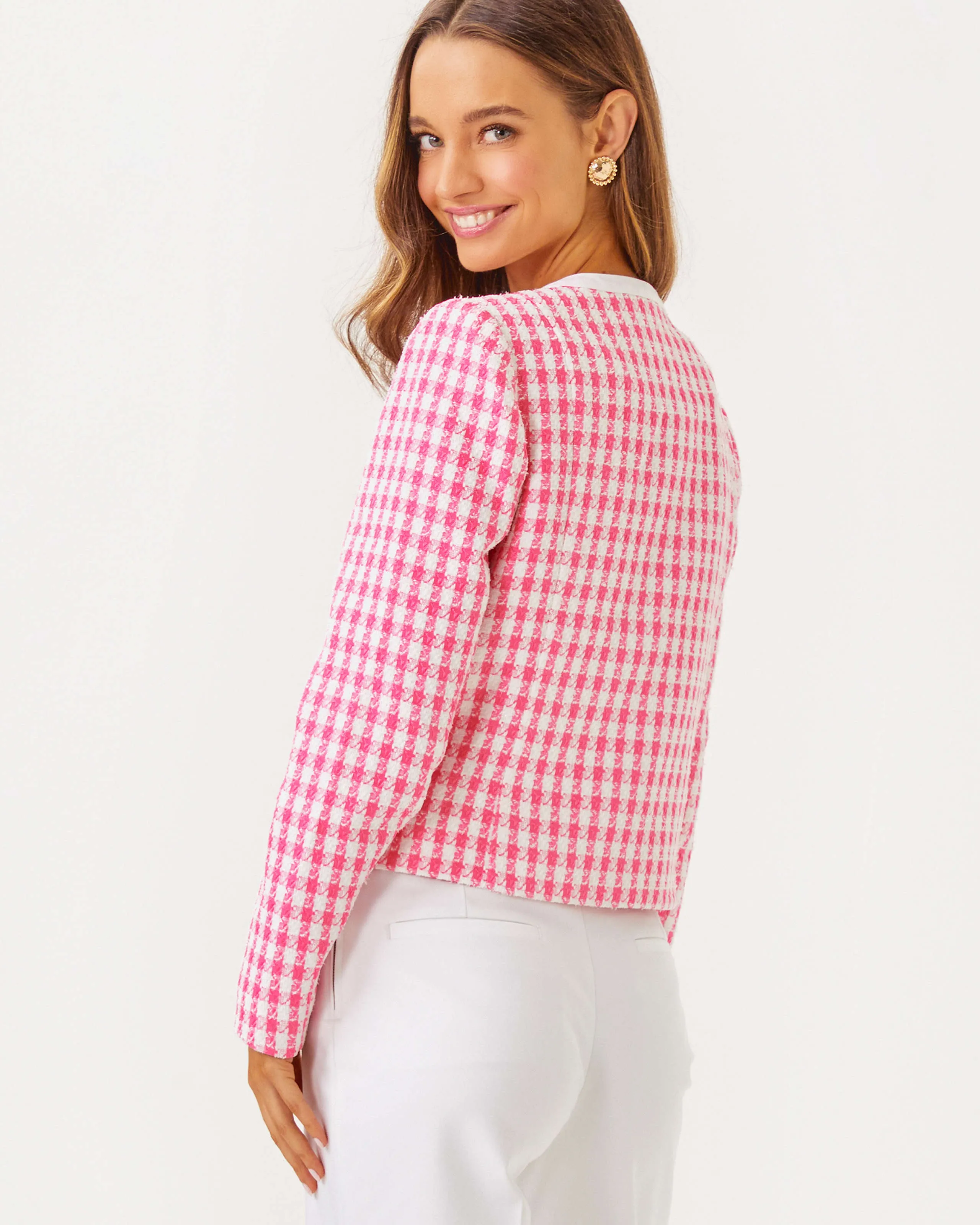 Rohana Boucle Jacket - Rousseau Pink Charming Check