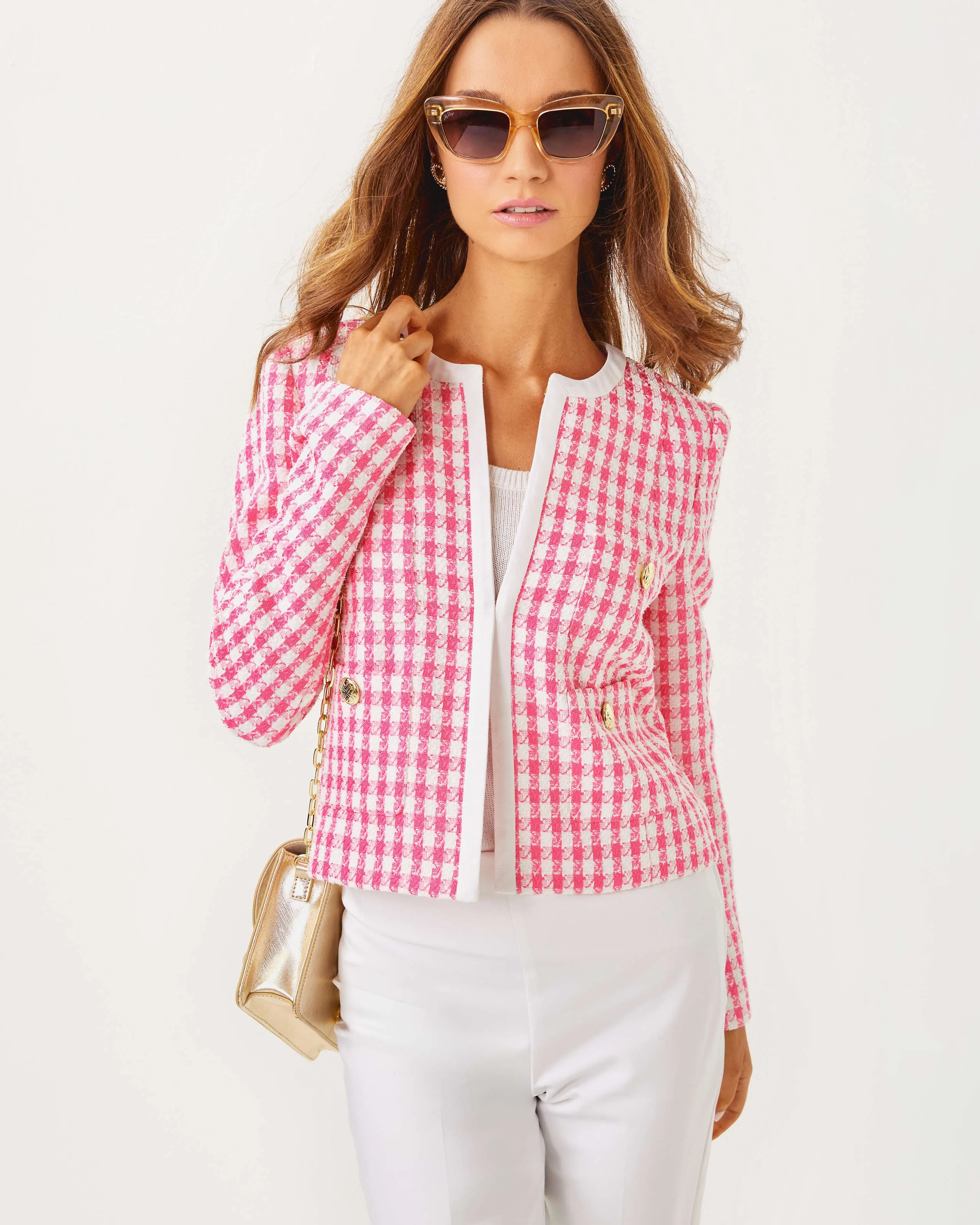 Rohana Boucle Jacket - Rousseau Pink Charming Check