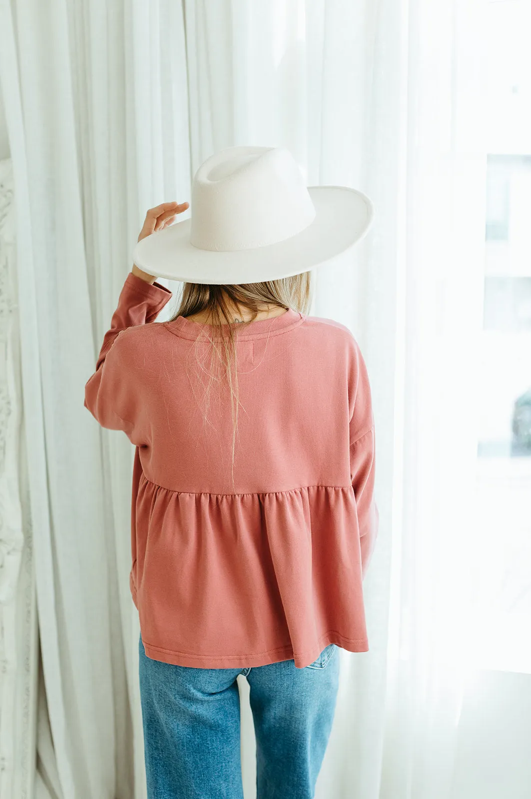Rosewood Peplum Top