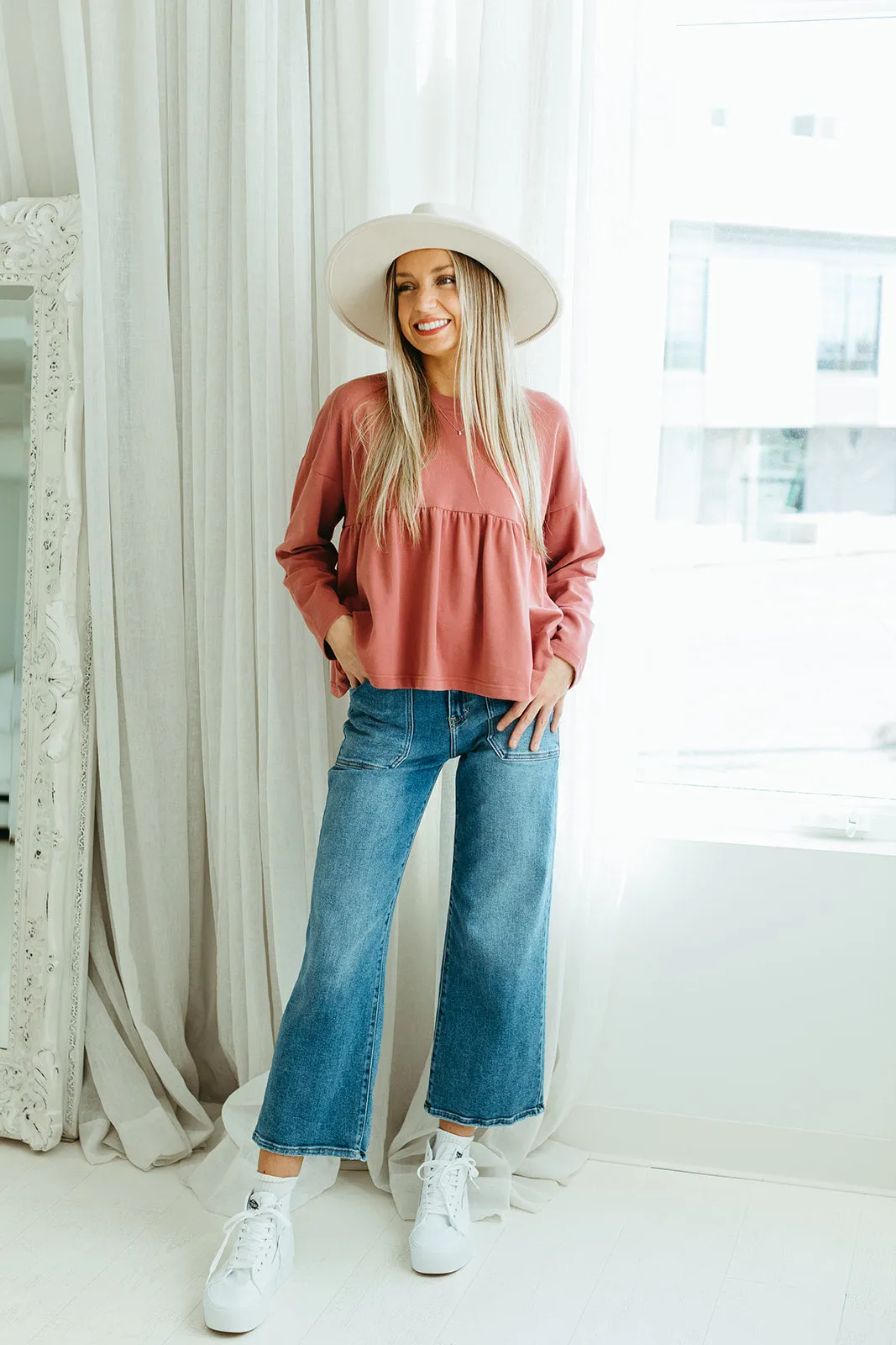 Rosewood Peplum Top