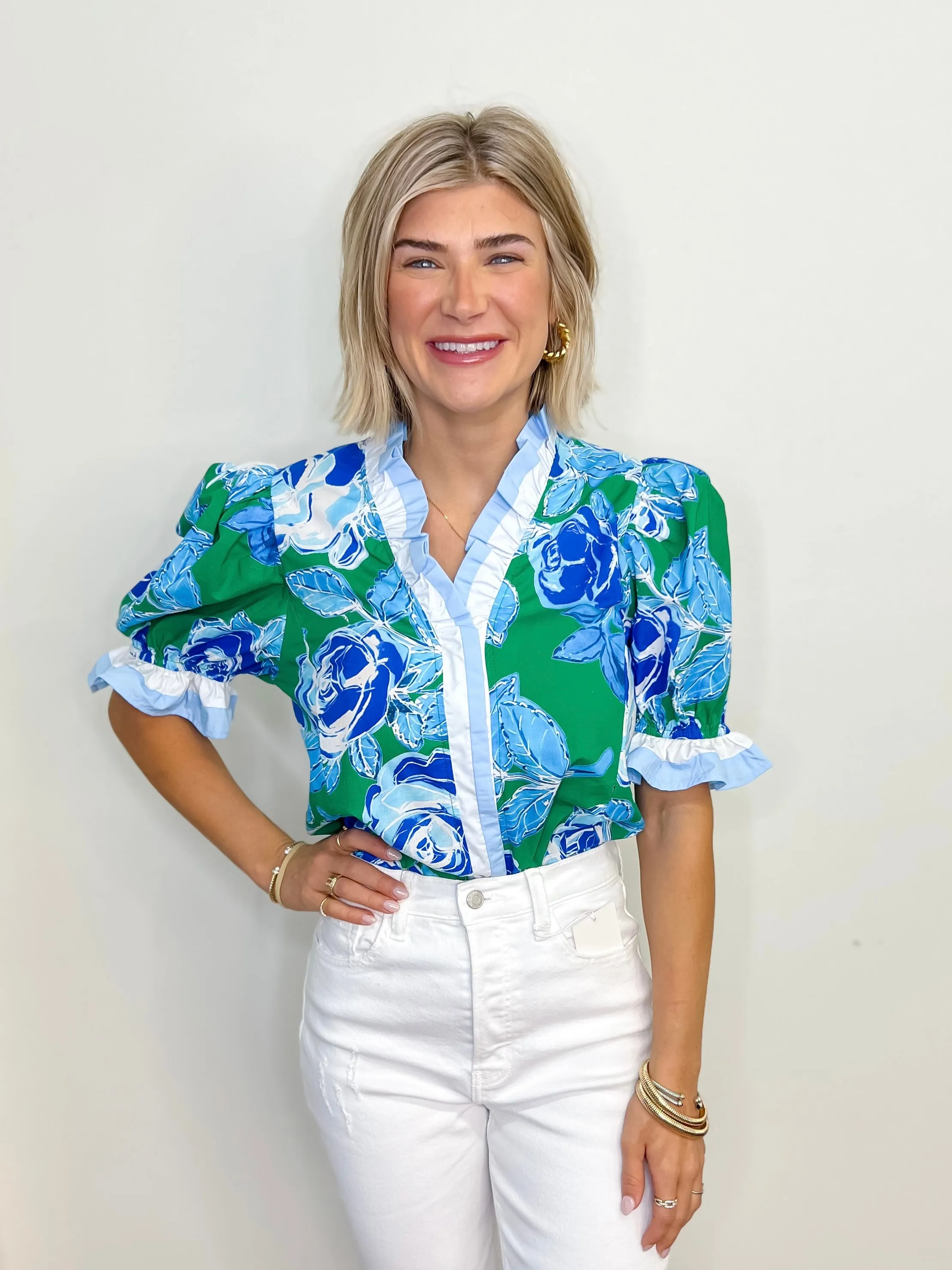 Rosy Petal Party Top - Green
