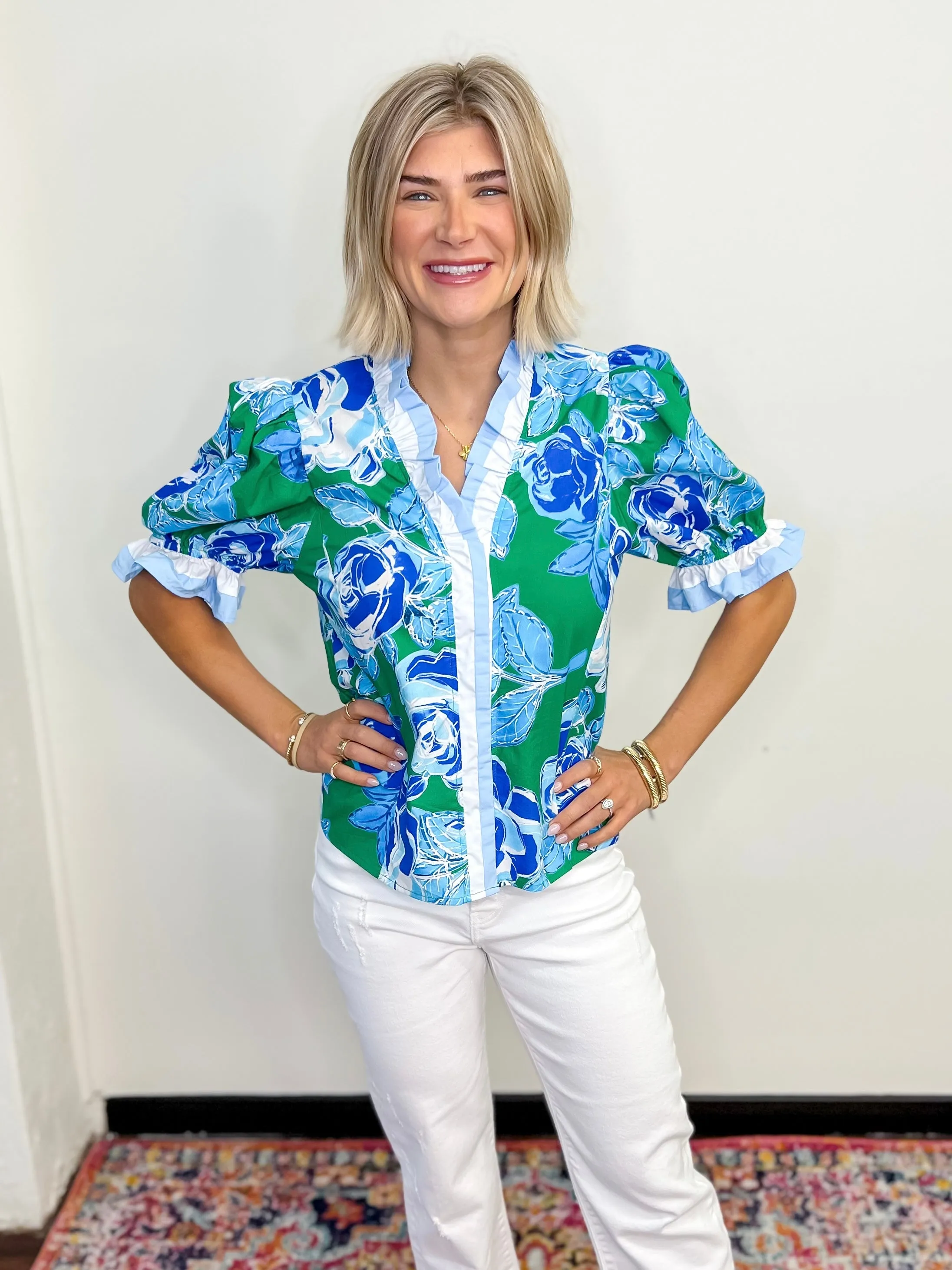 Rosy Petal Party Top - Green