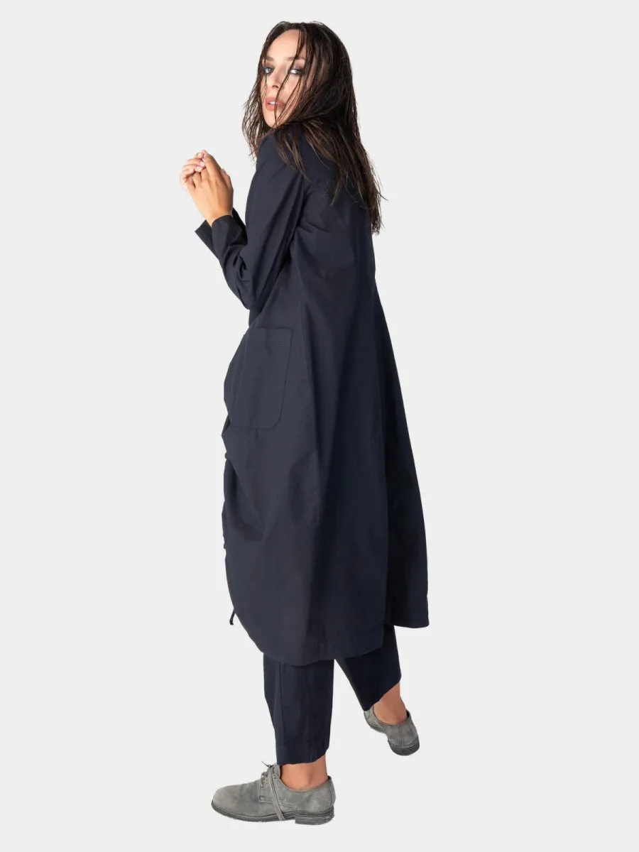 Ruched Open Front Cotton Cardigan
