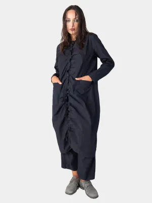 Ruched Open Front Cotton Cardigan