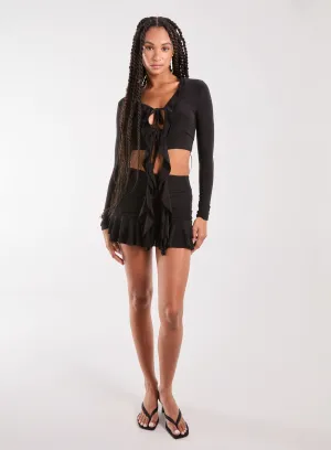 Ruffle Slinky Mini Skirt
