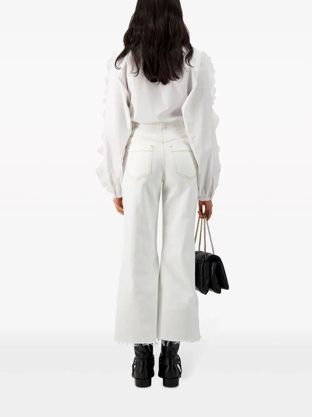 Ruffled Cotton Blend Shirt
