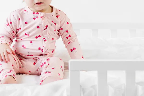 Ruffled Zipper Sleeper - Pink Cherry Heart