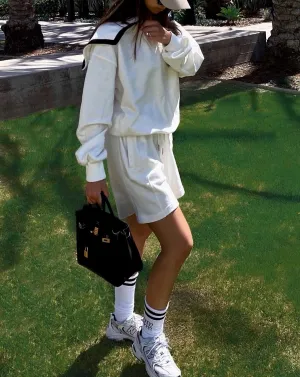Sailor-Collar Sweatshirt and Shorts Set