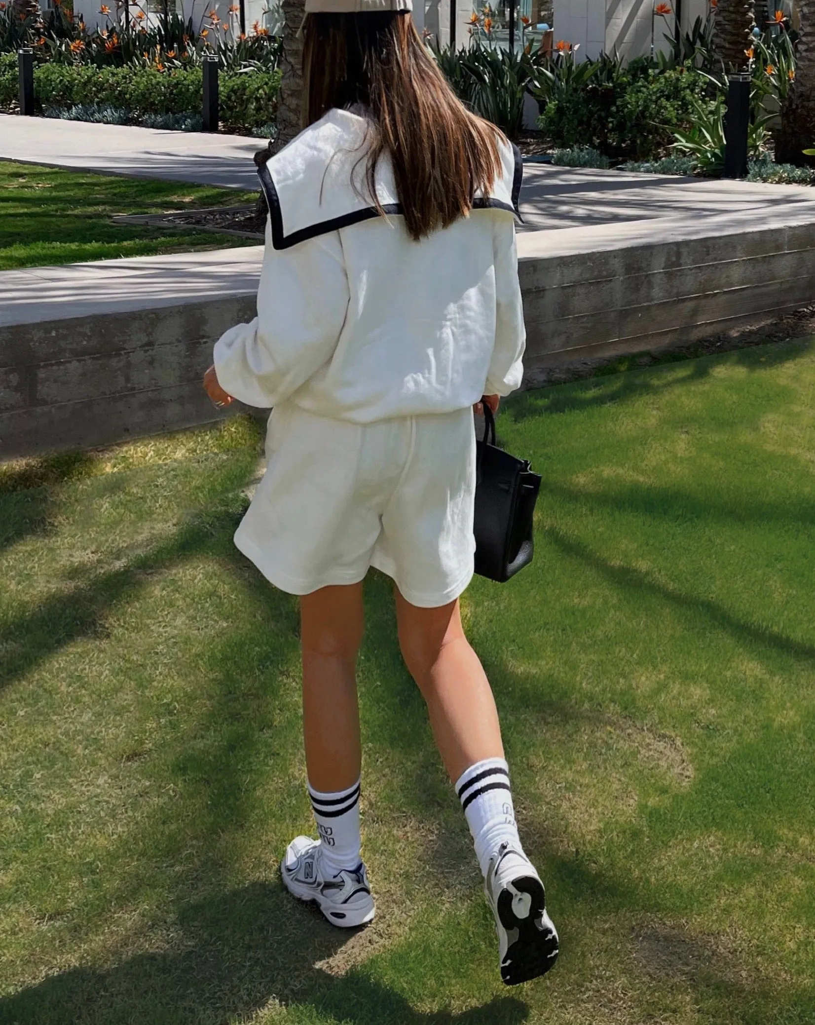 Sailor-Collar Sweatshirt and Shorts Set