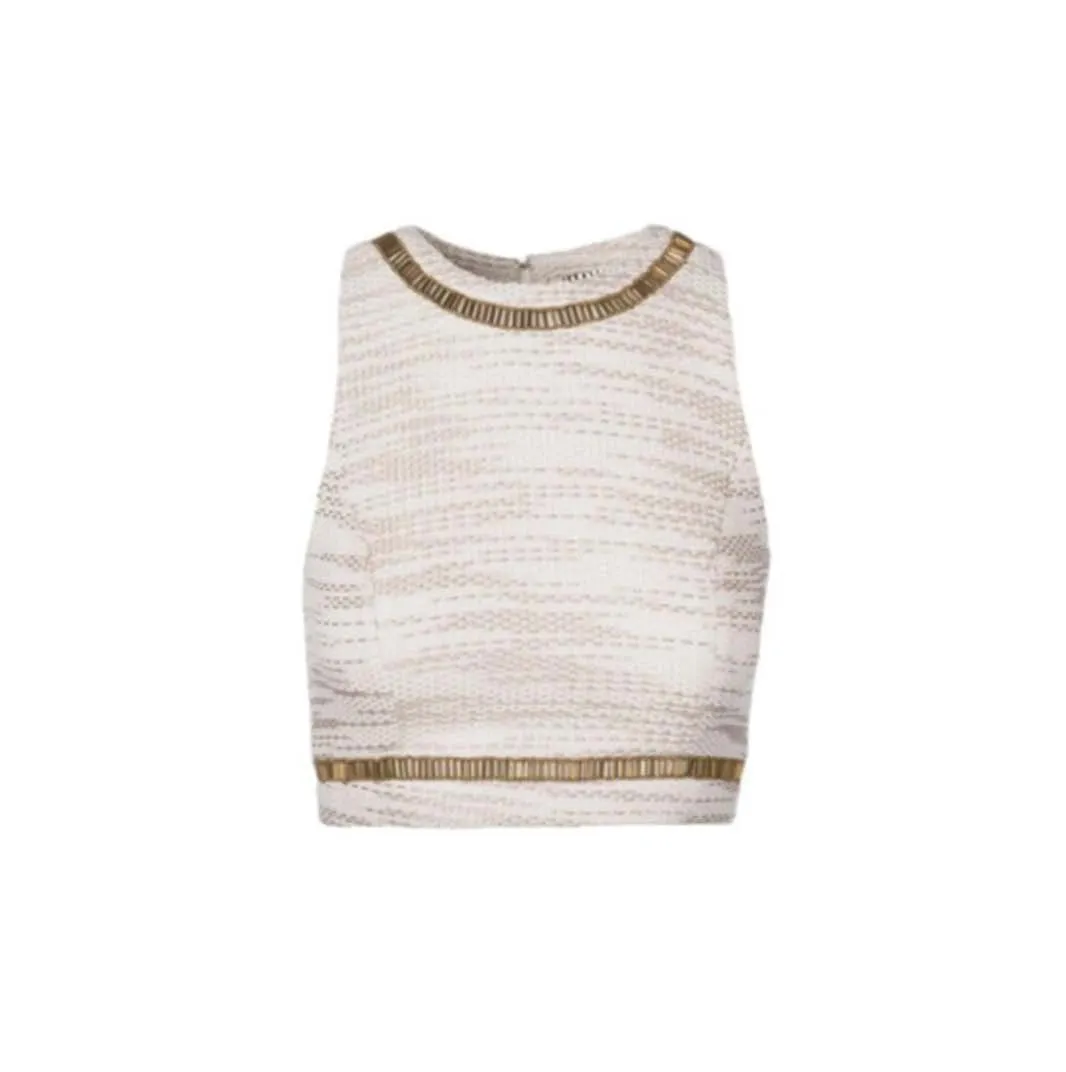 Samia Embroidered Crop Top - Gold