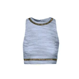 Samia Embroidered Crop Top - Palace Blue