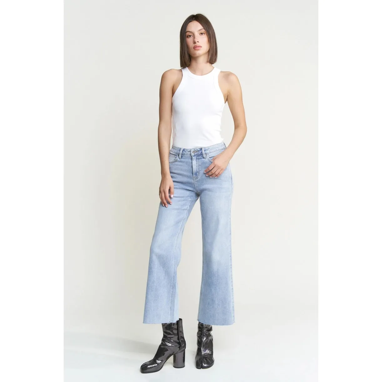 Sanibel Mid Rise Wide Leg Denim